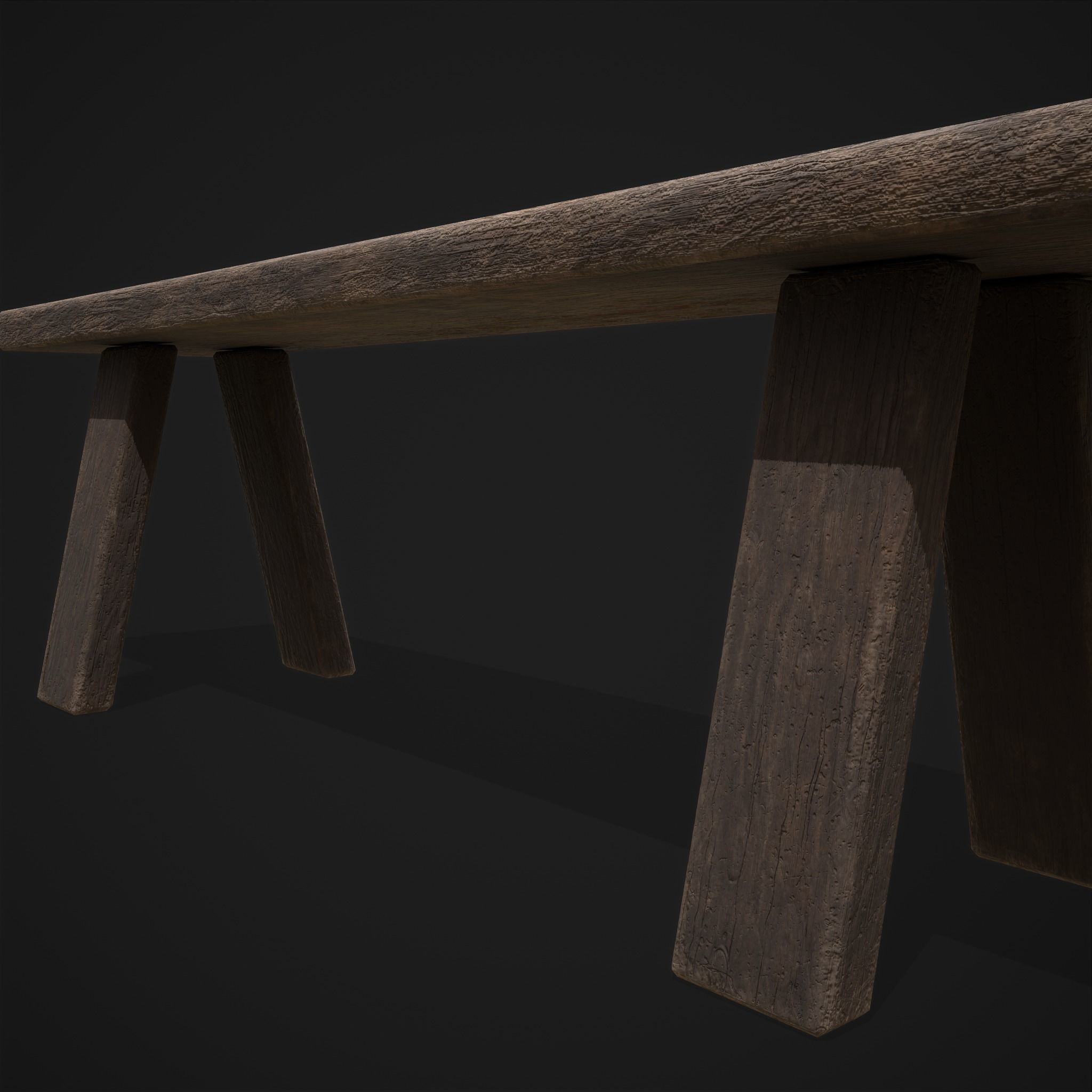 Table Bench Low-poly 3D model_9