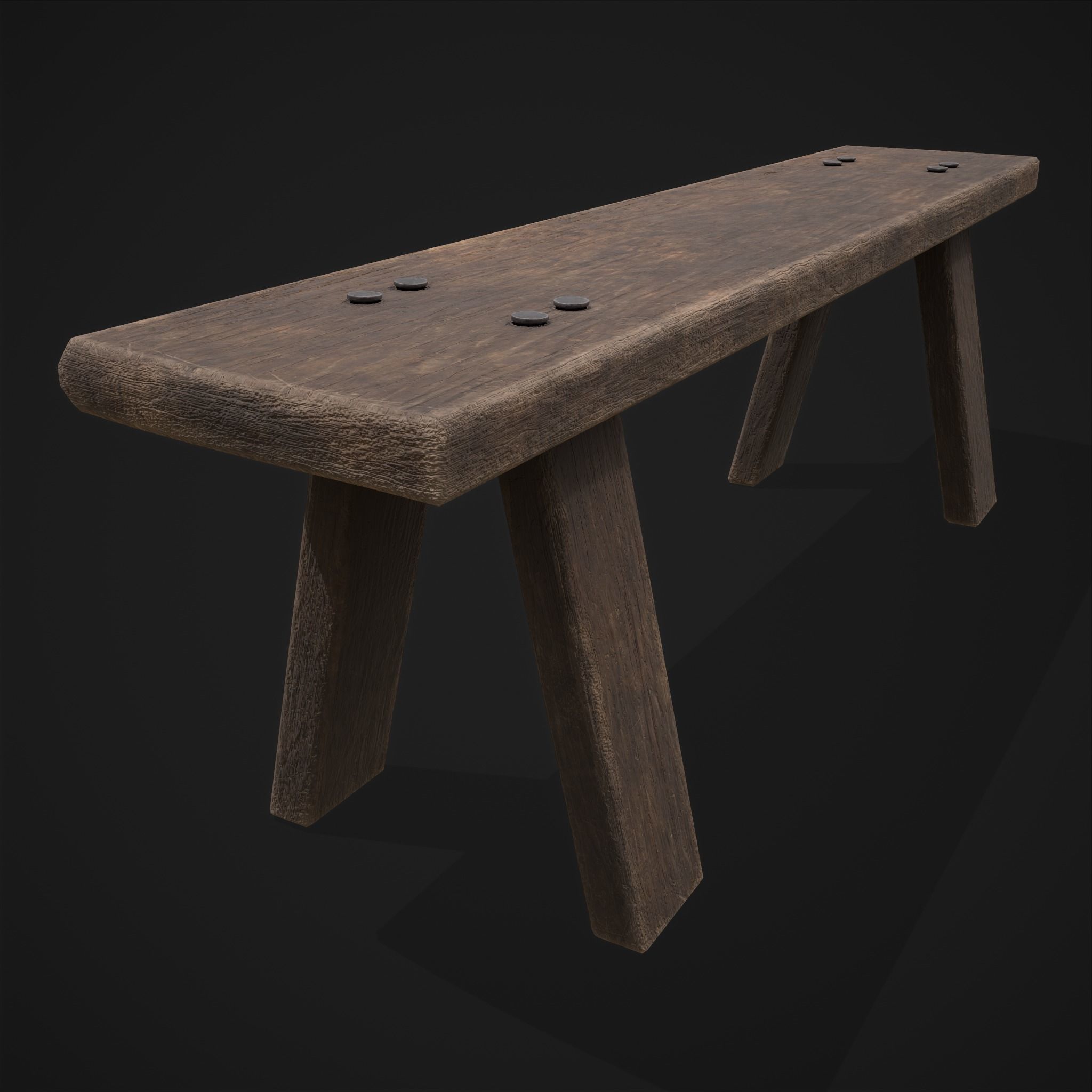 Table Bench Low-poly 3D model_15