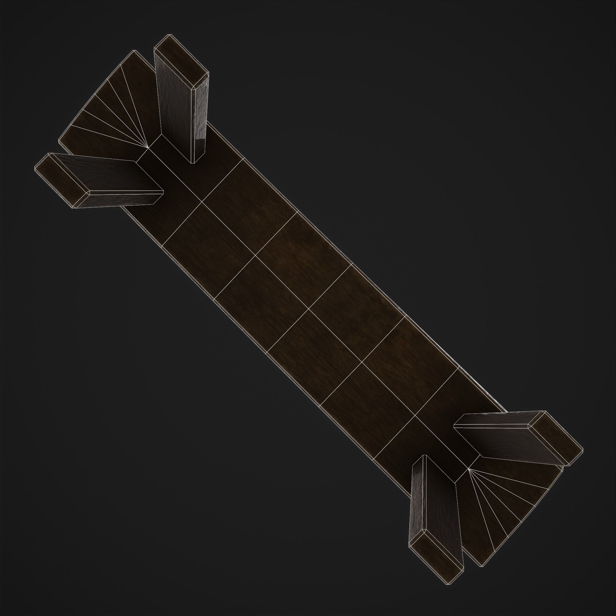 Table Bench Low-poly 3D model_12