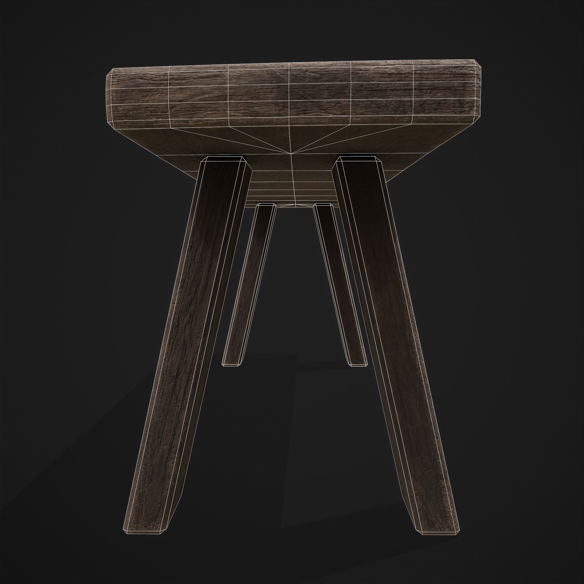 Table Bench Low-poly 3D model_6