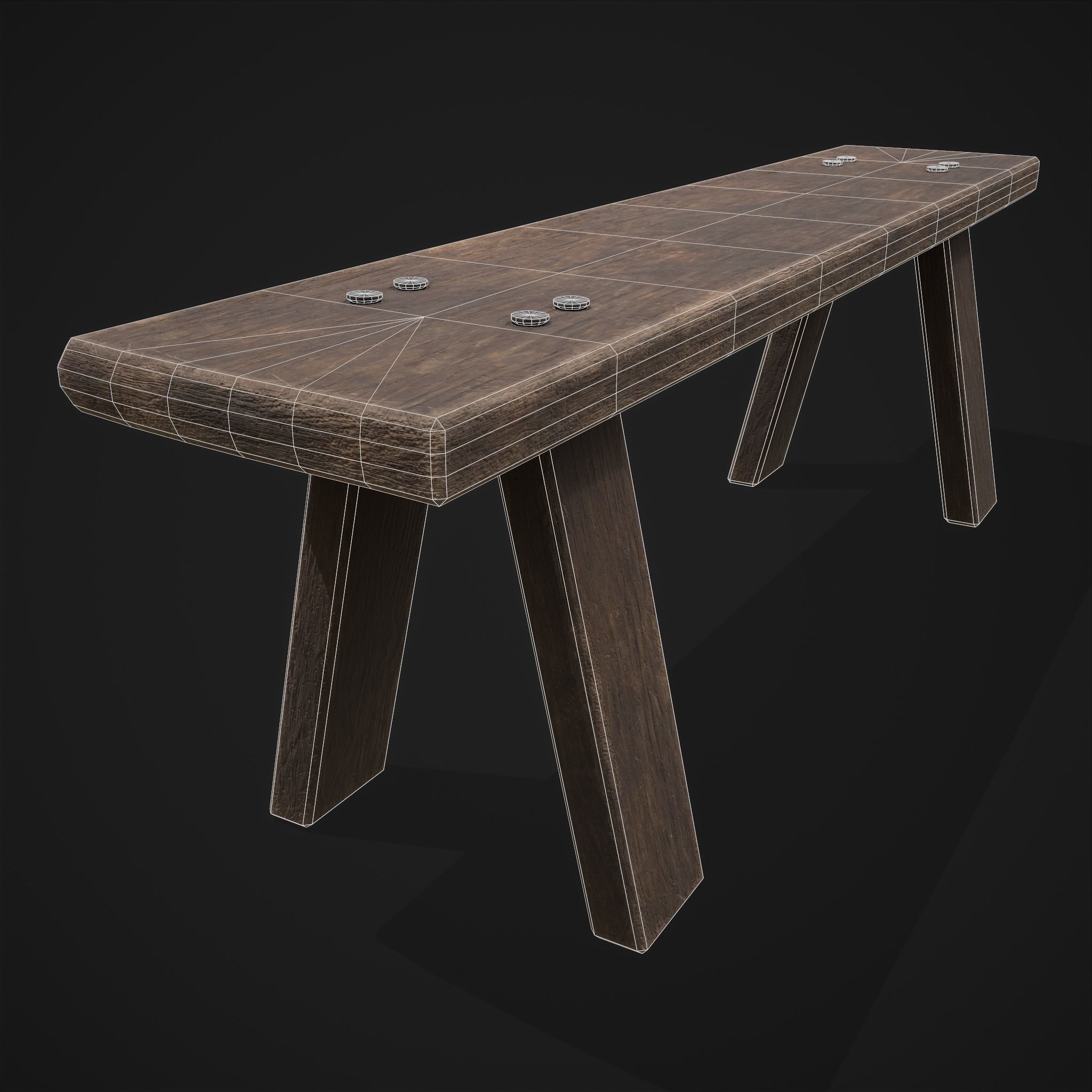 Table Bench Low-poly 3D model_16