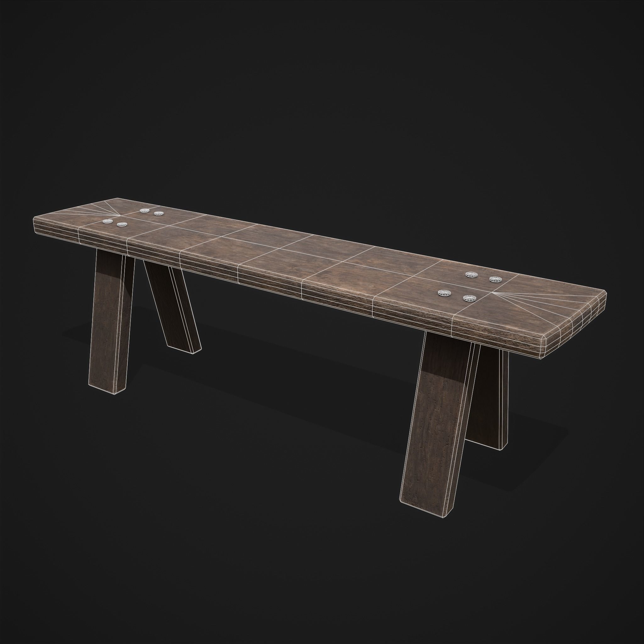Table Bench Low-poly 3D model_2