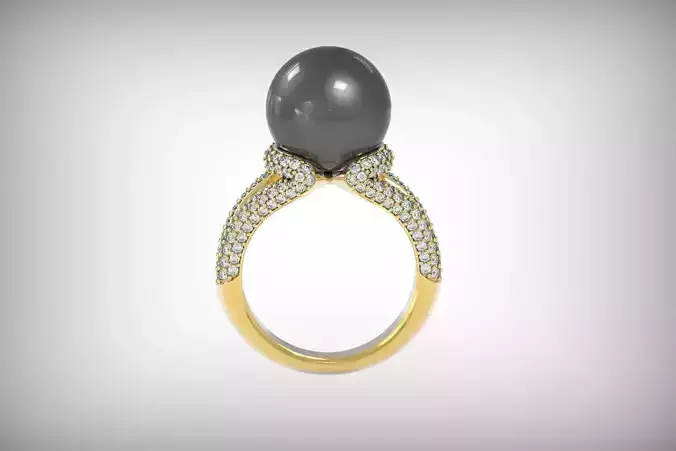  ring with pearls Mikimoto 3d print model