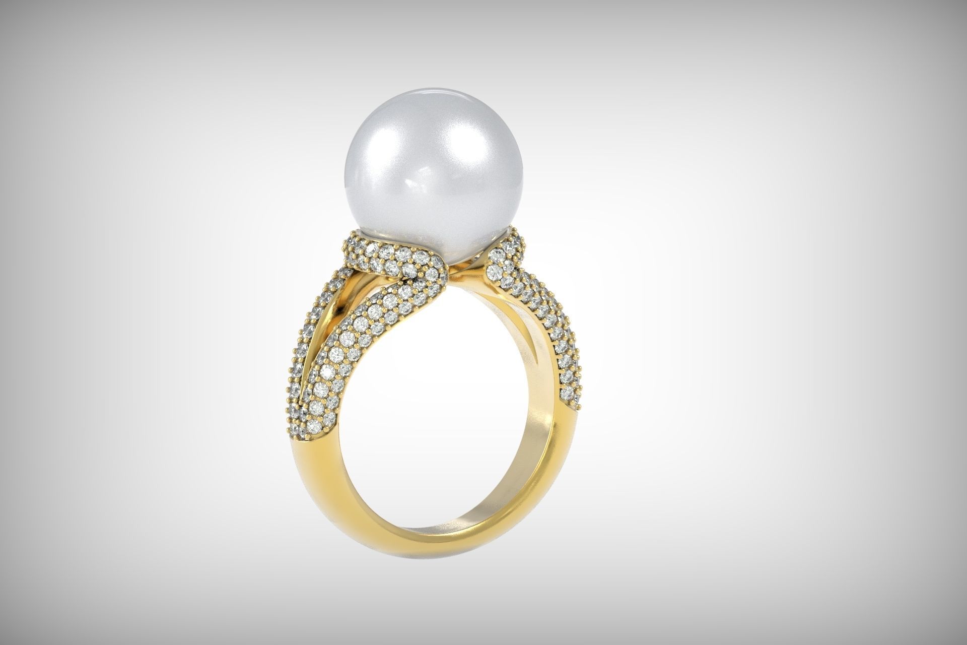  ring with pearls Mikimoto 3d print model 3D print model_10