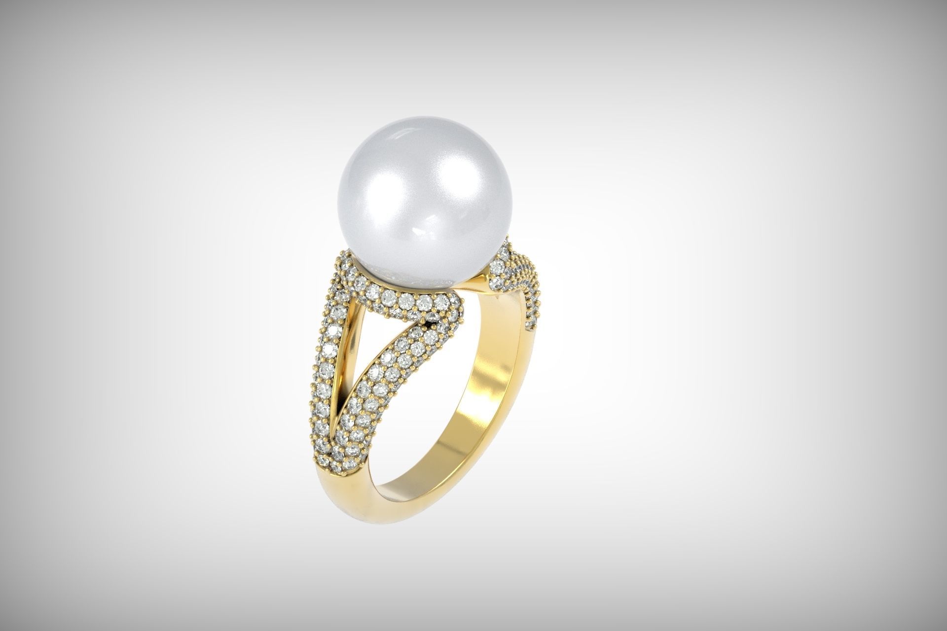  ring with pearls Mikimoto 3d print model 3D print model_16