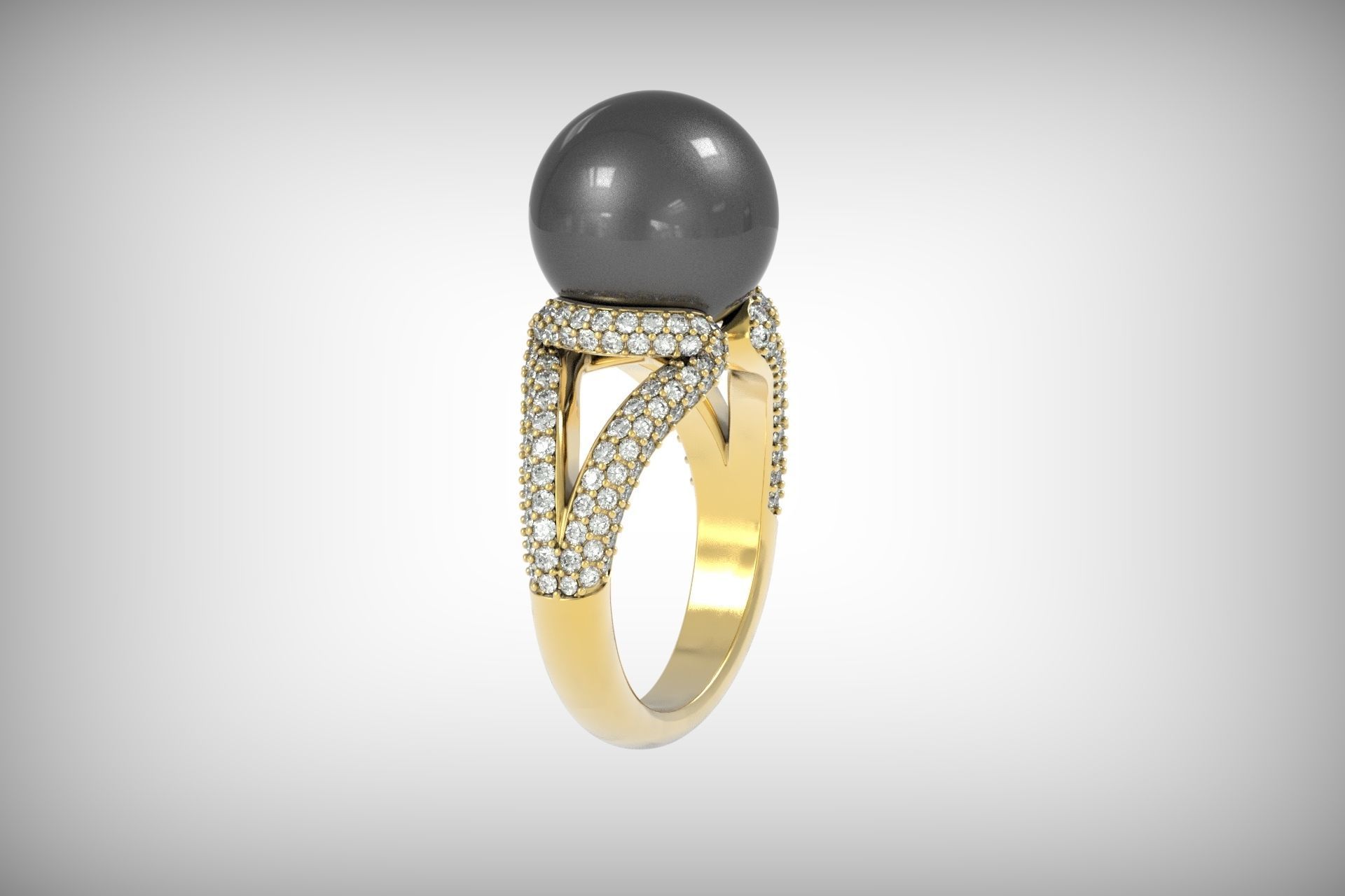  ring with pearls Mikimoto 3d print model 3D print model_30