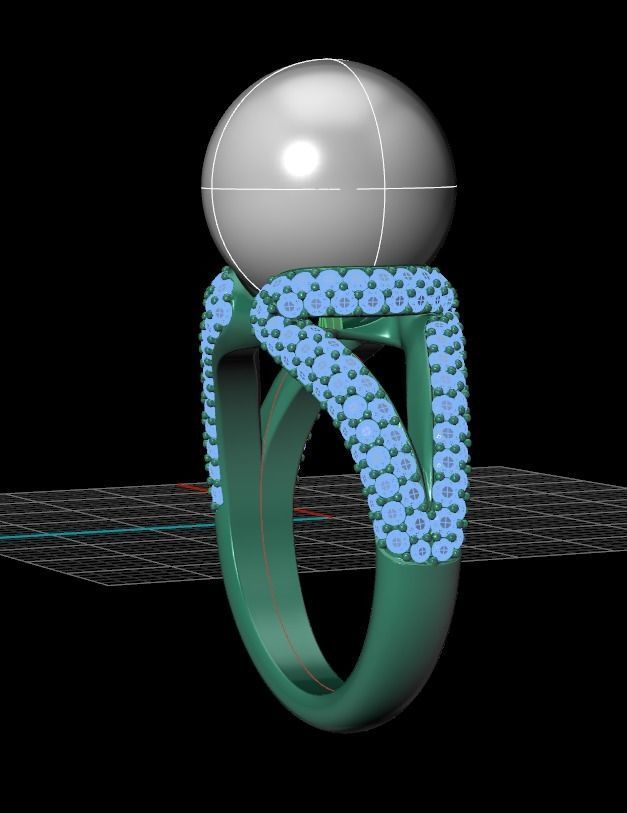  ring with pearls Mikimoto 3d print model 3D print model_32