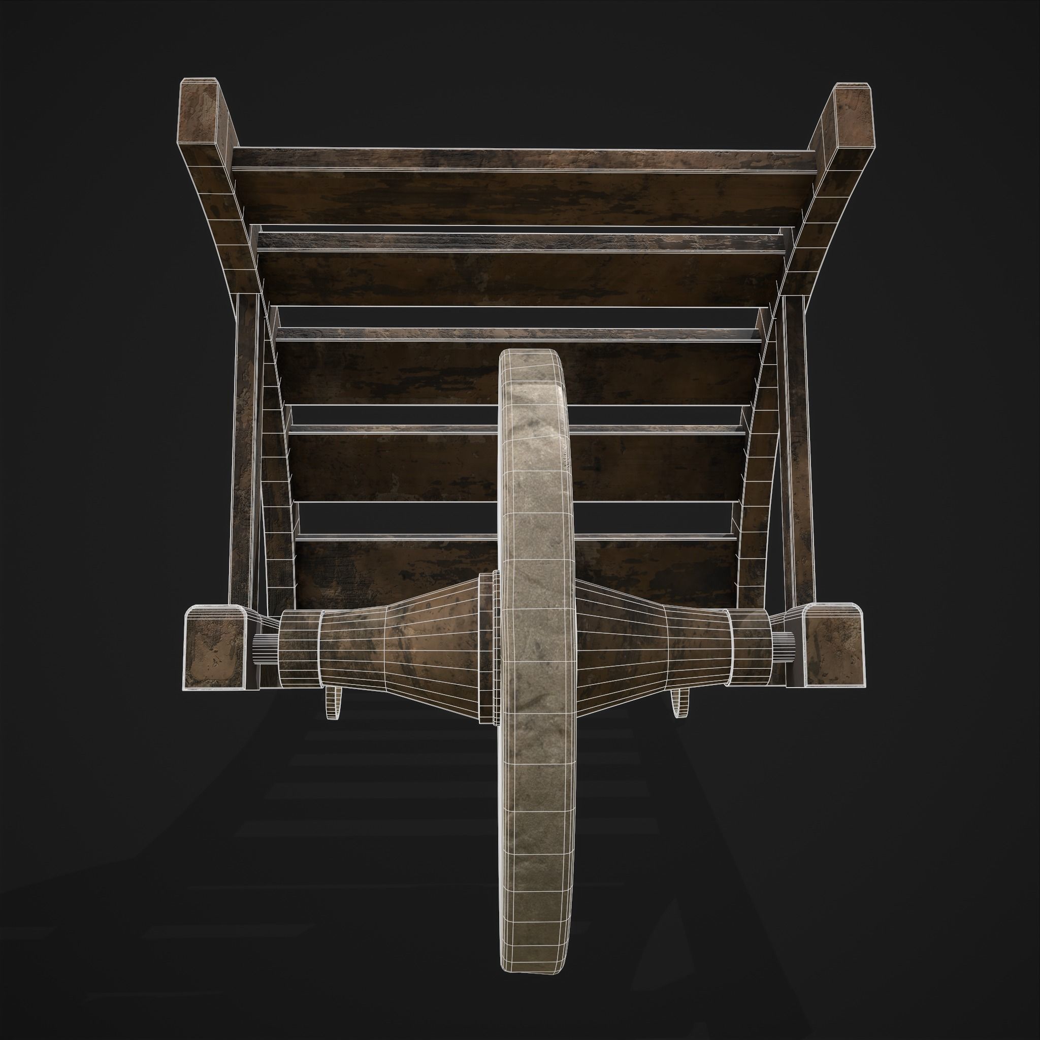 Stone Wheeled Wheelbarrow  Low-poly 3D model_12