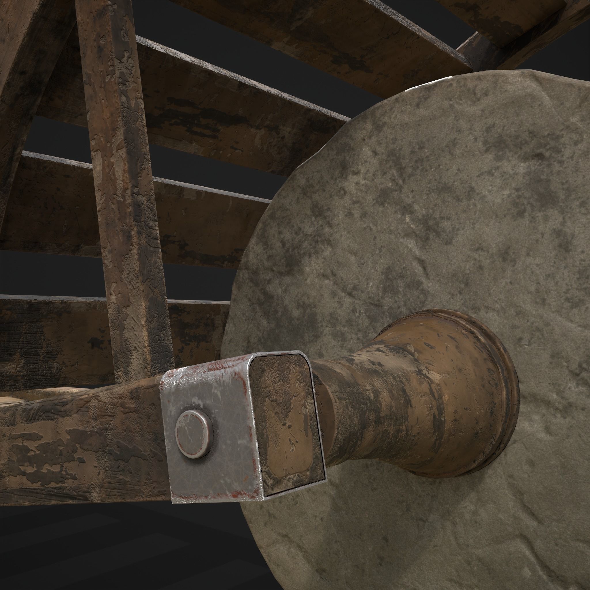 Stone Wheeled Wheelbarrow  Low-poly 3D model_23