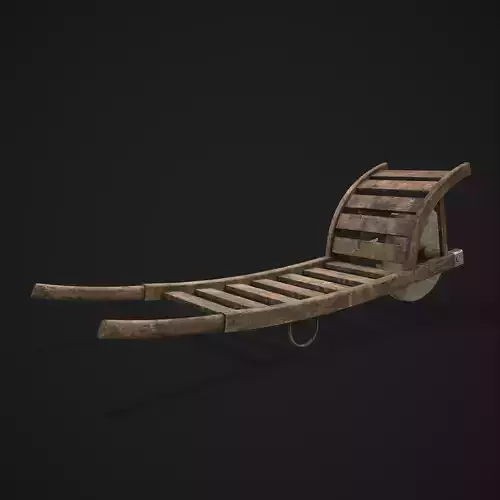 Stone Wheeled Wheelbarrow  Low-poly 3D model