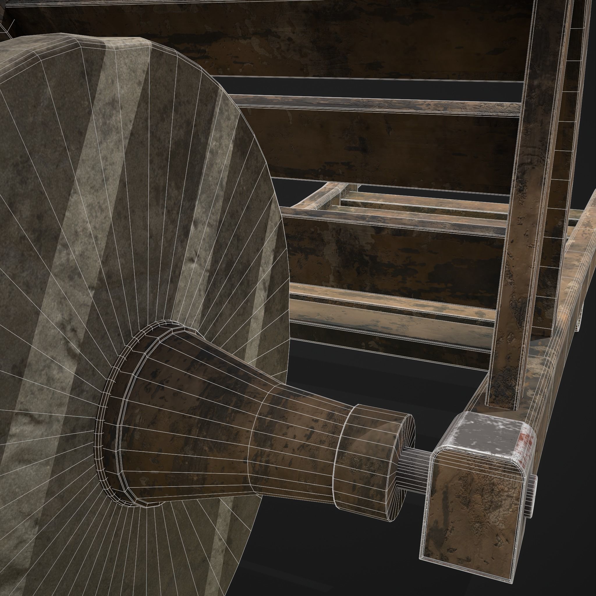 Stone Wheeled Wheelbarrow  Low-poly 3D model_26