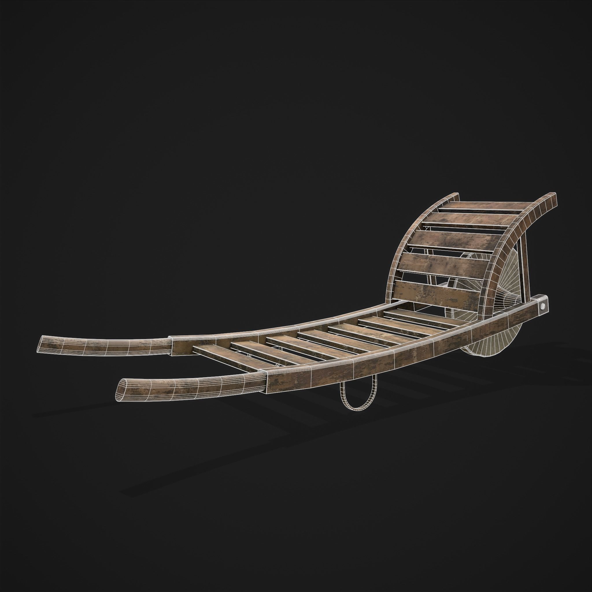 Stone Wheeled Wheelbarrow  Low-poly 3D model_2