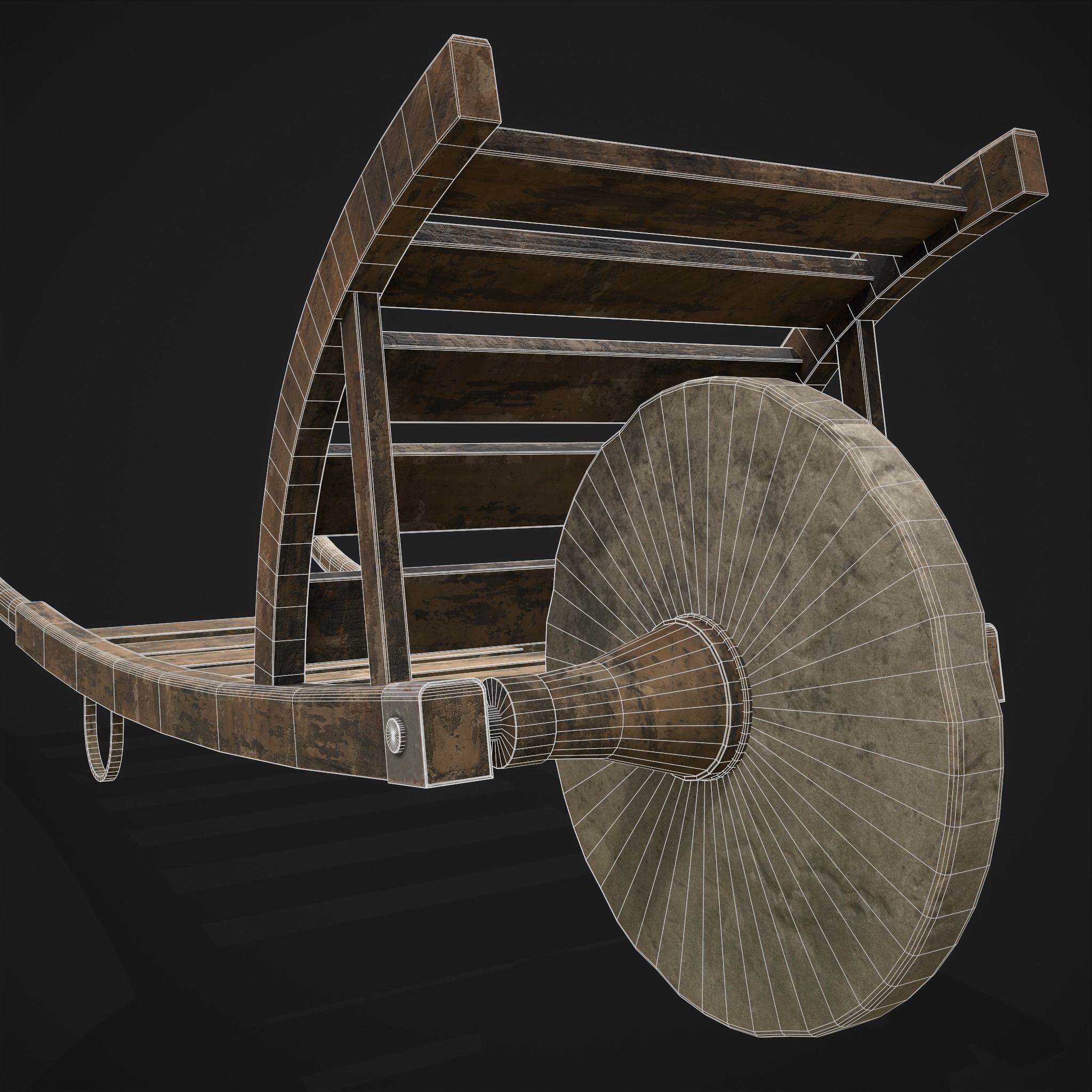 Stone Wheeled Wheelbarrow  Low-poly 3D model_14