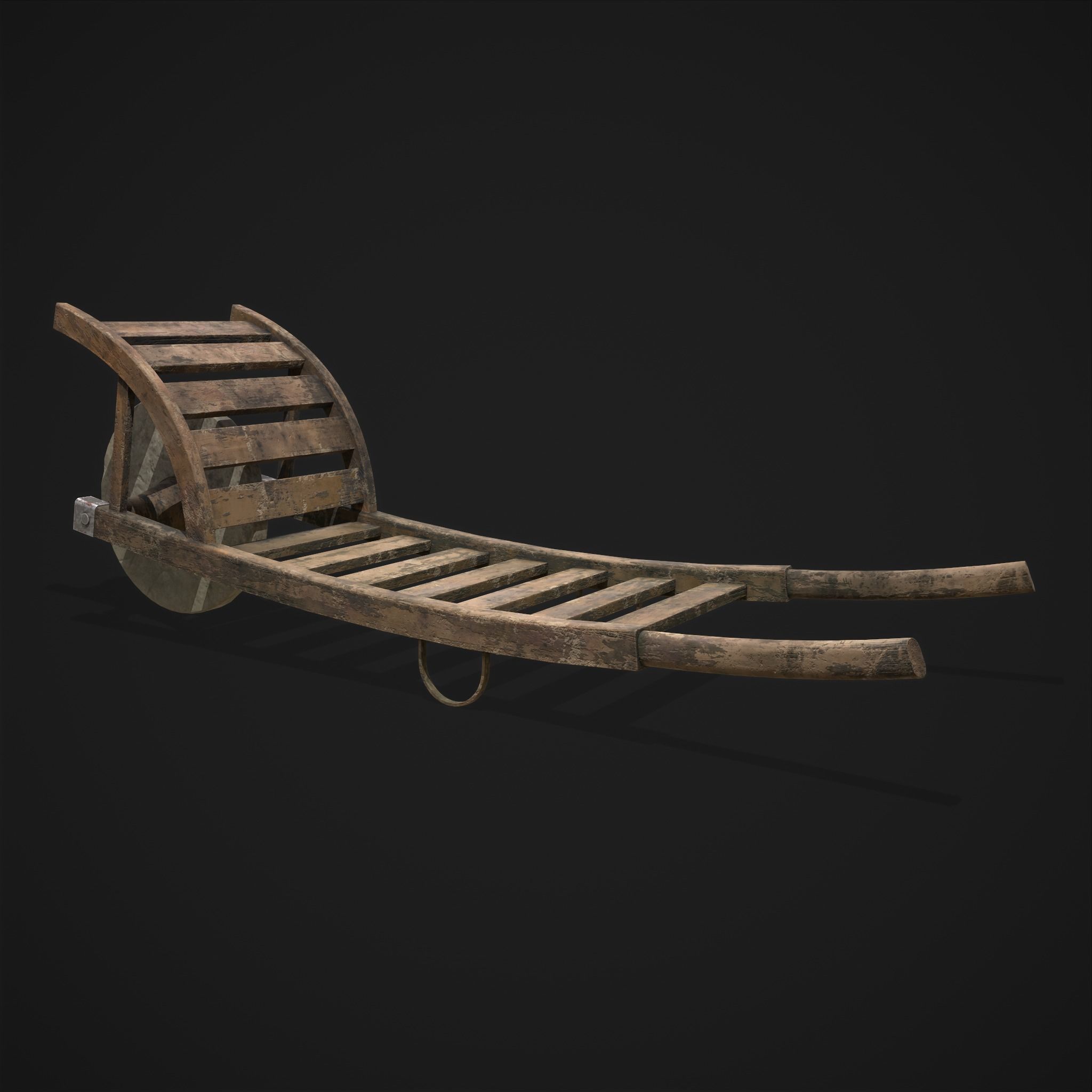 Stone Wheeled Wheelbarrow  Low-poly 3D model_27