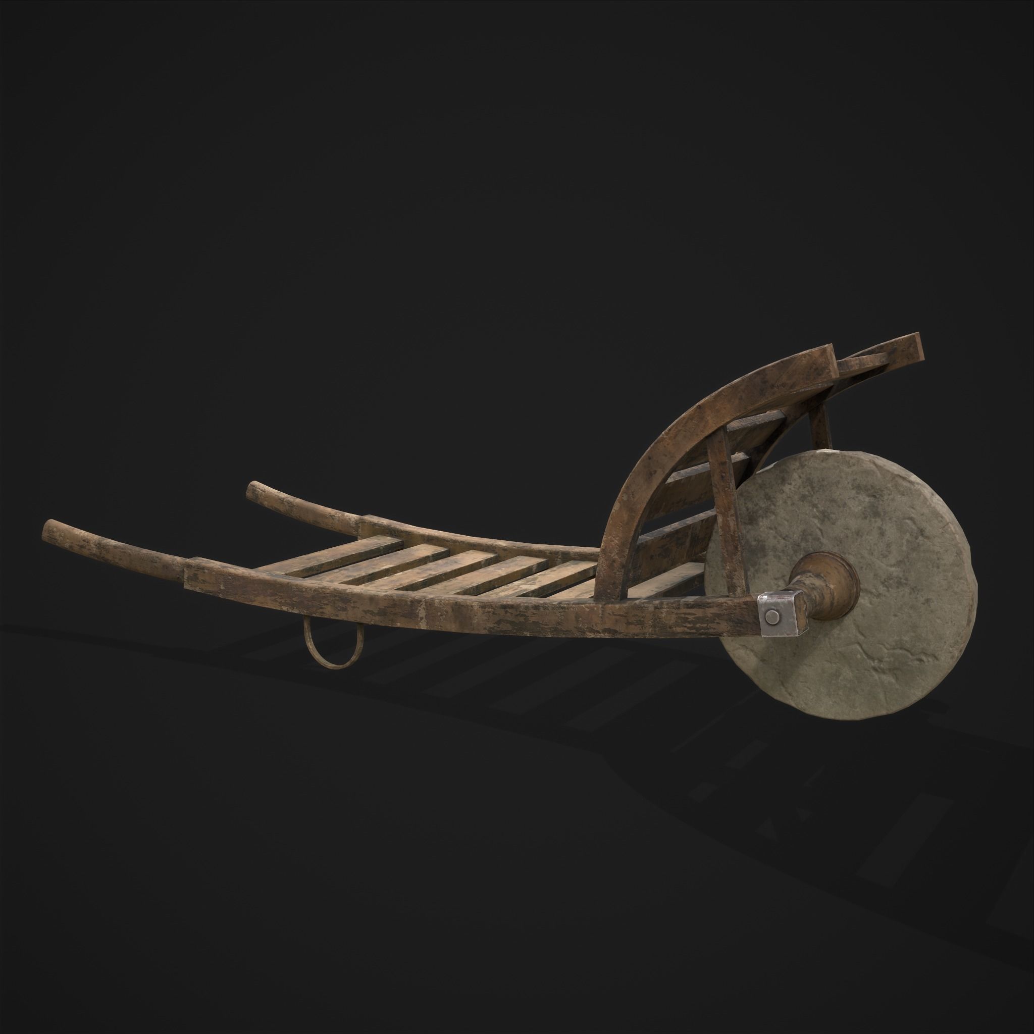 Stone Wheeled Wheelbarrow  Low-poly 3D model_7