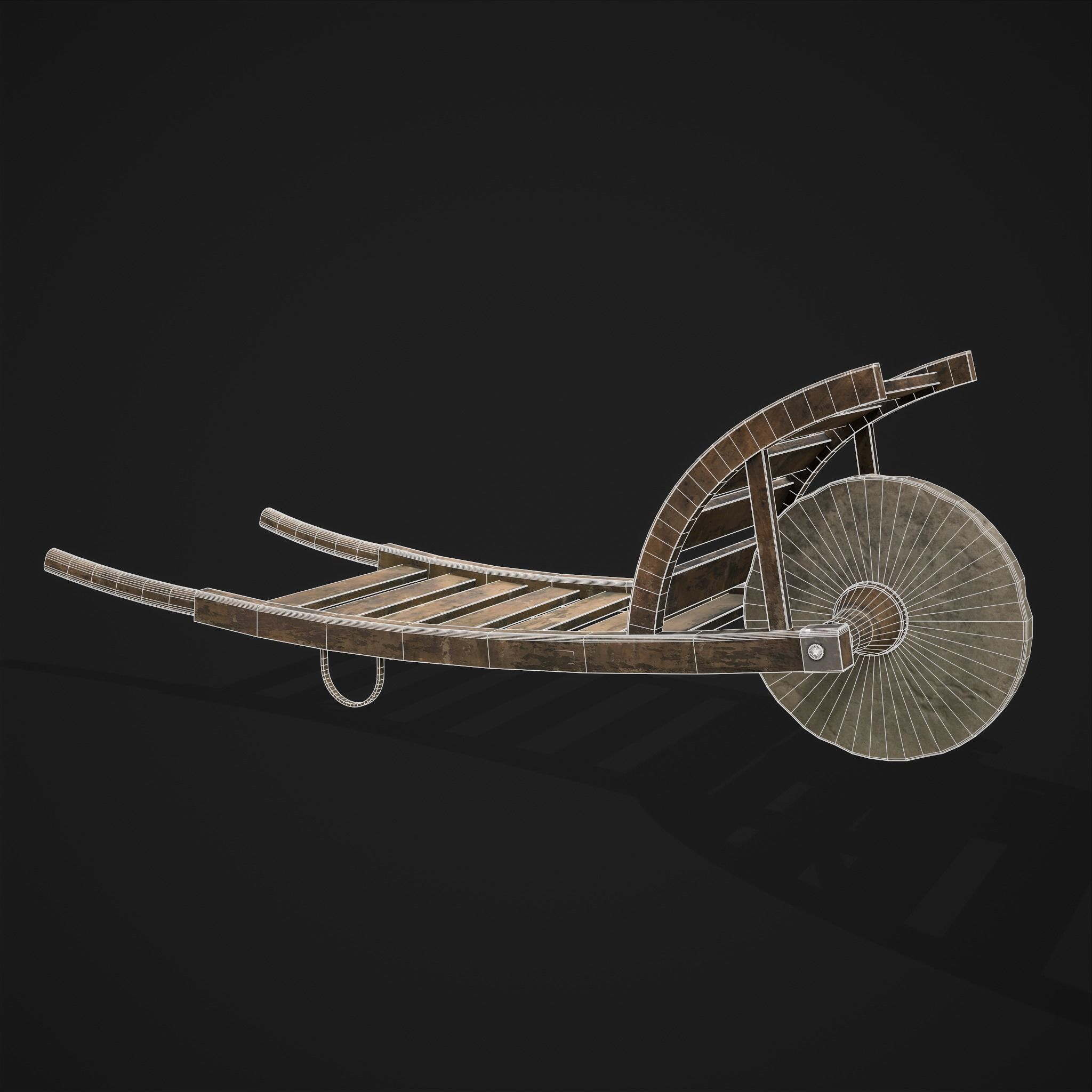 Stone Wheeled Wheelbarrow  Low-poly 3D model_8