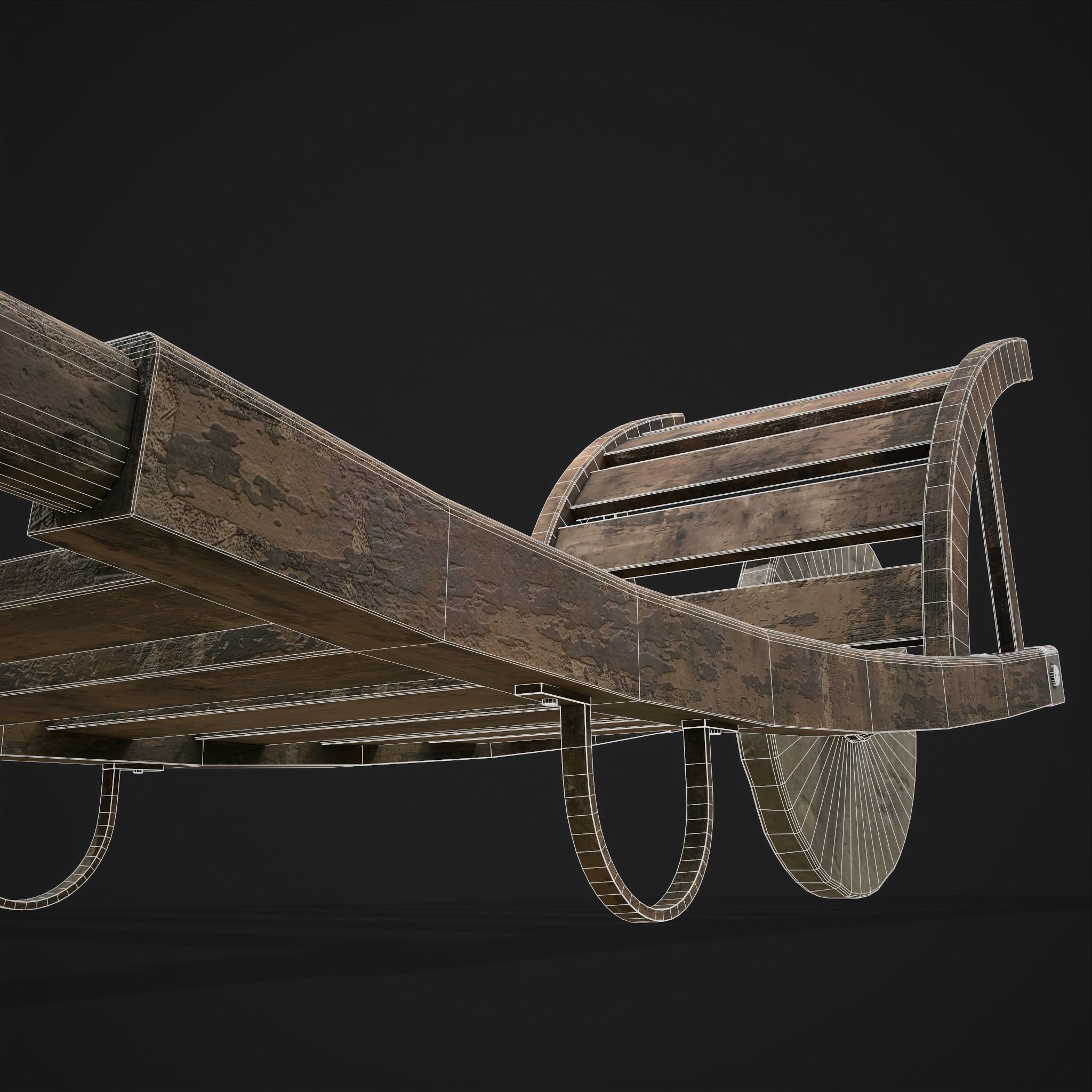 Stone Wheeled Wheelbarrow  Low-poly 3D model_20