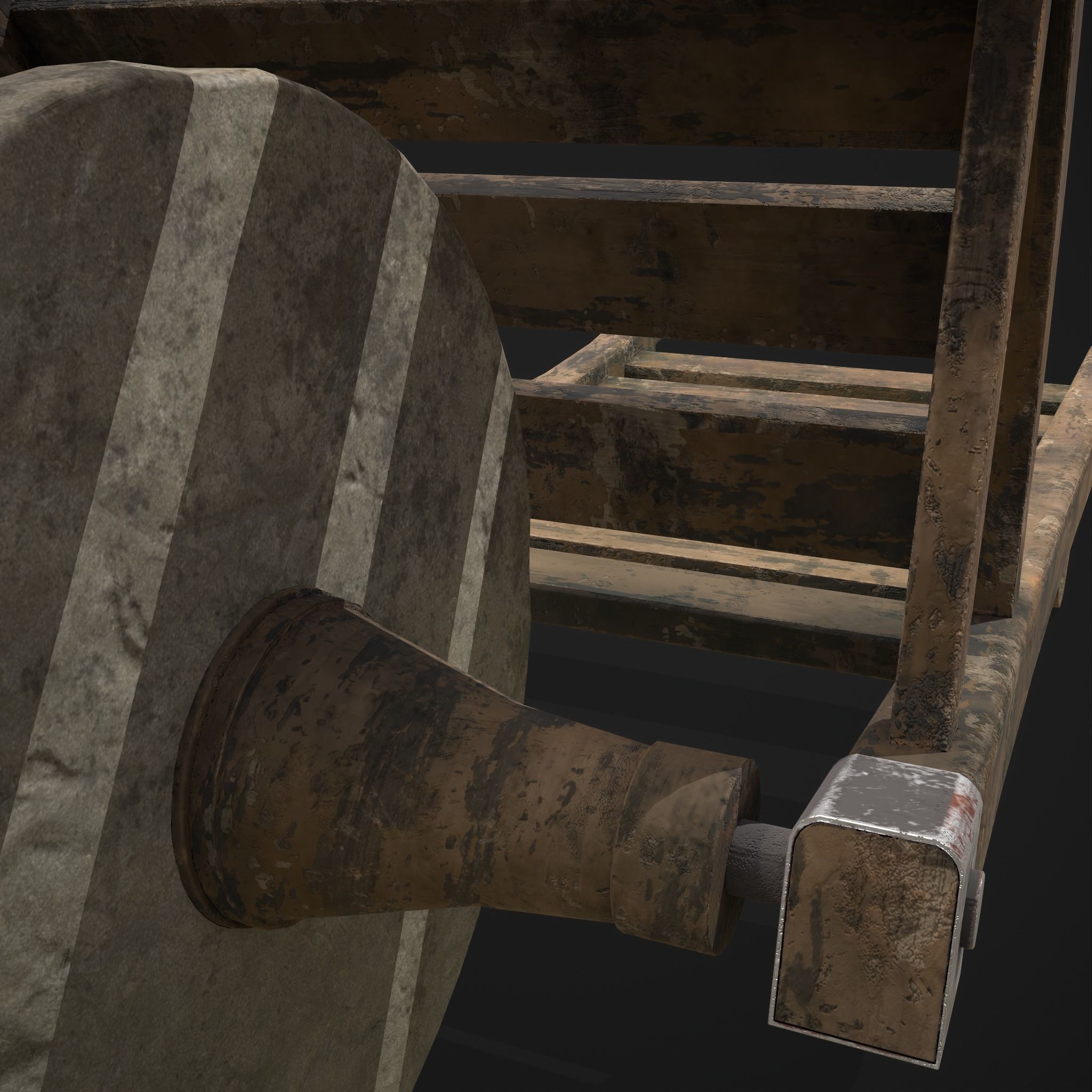 Stone Wheeled Wheelbarrow  Low-poly 3D model_25