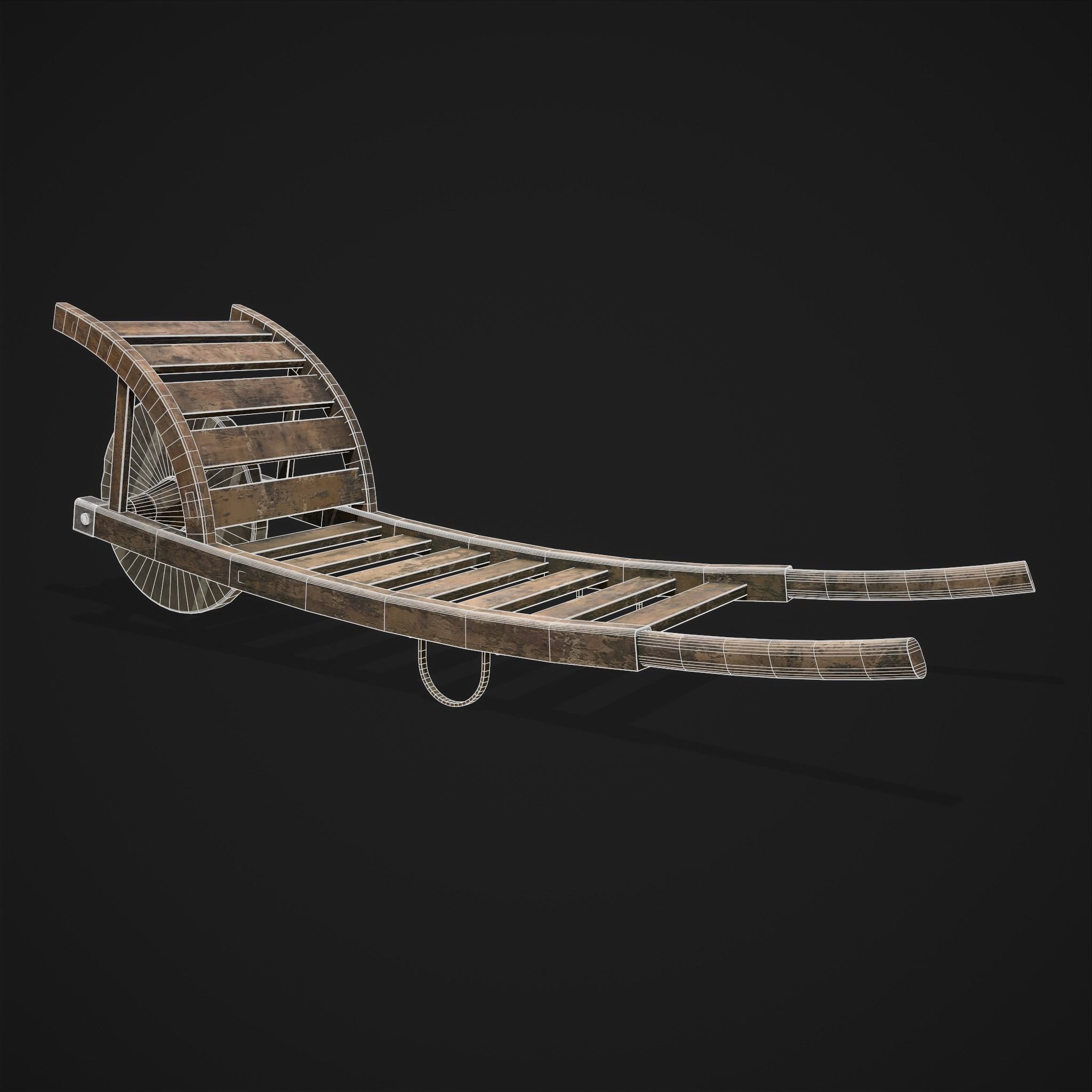 Stone Wheeled Wheelbarrow  Low-poly 3D model_28