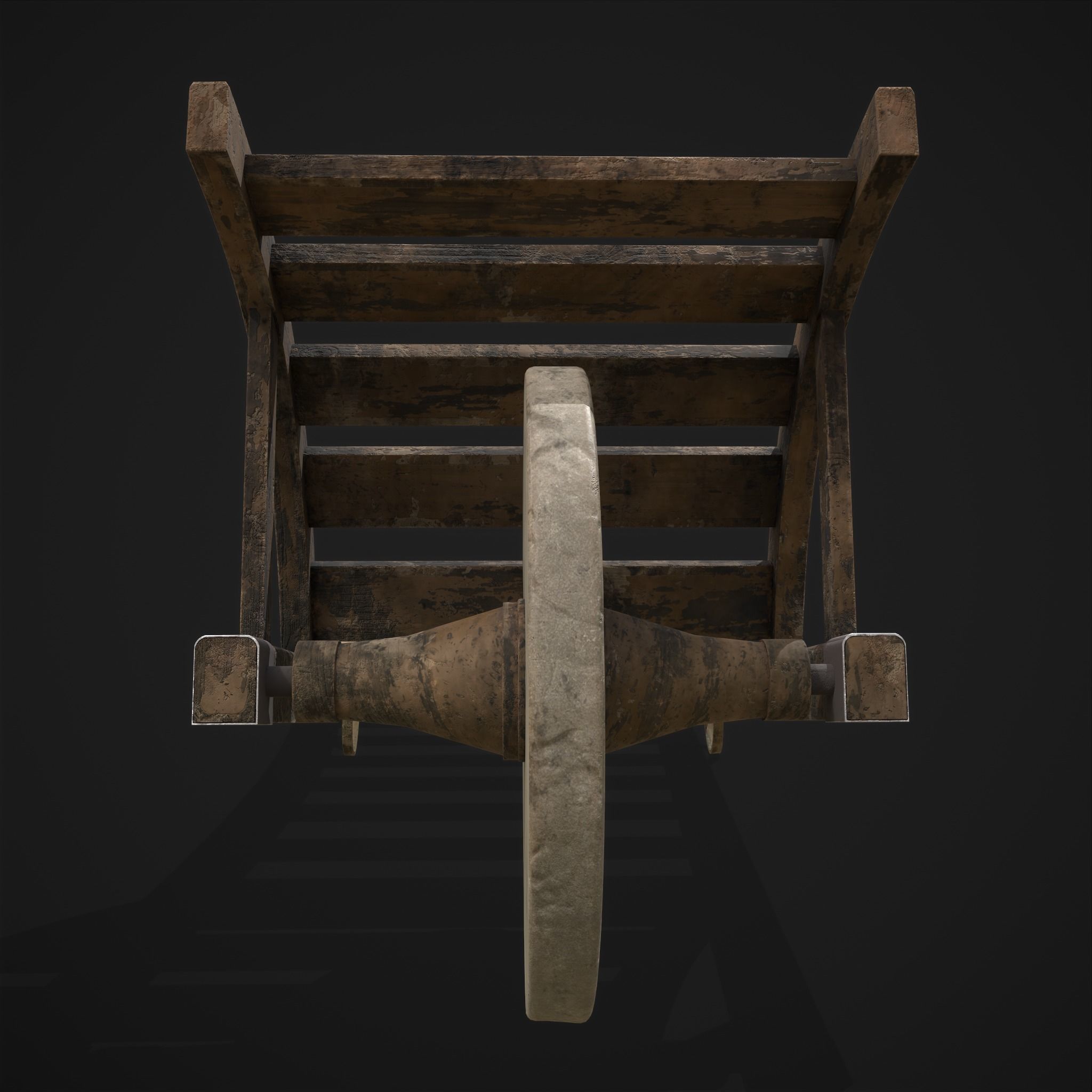 Stone Wheeled Wheelbarrow  Low-poly 3D model_11