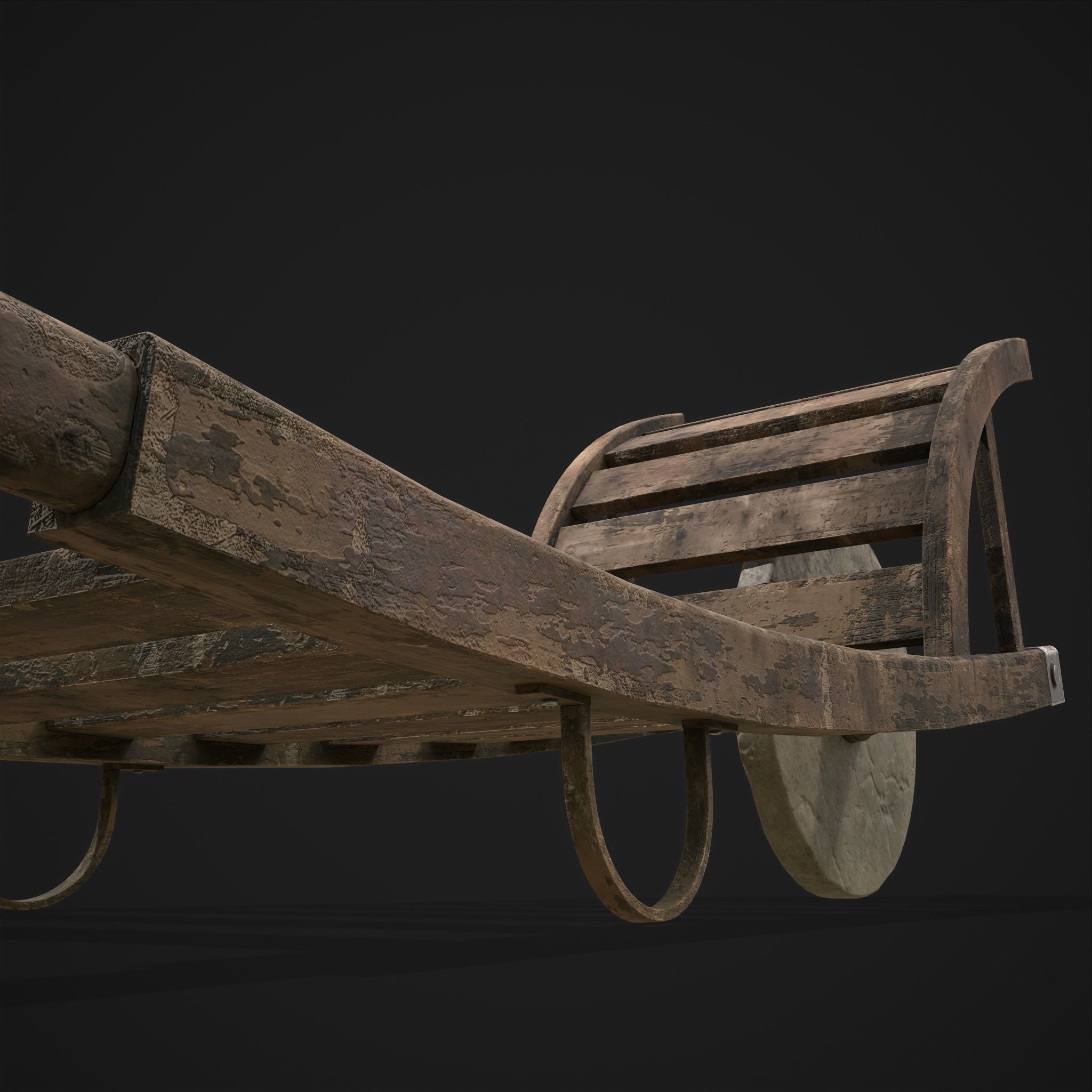 Stone Wheeled Wheelbarrow  Low-poly 3D model_19