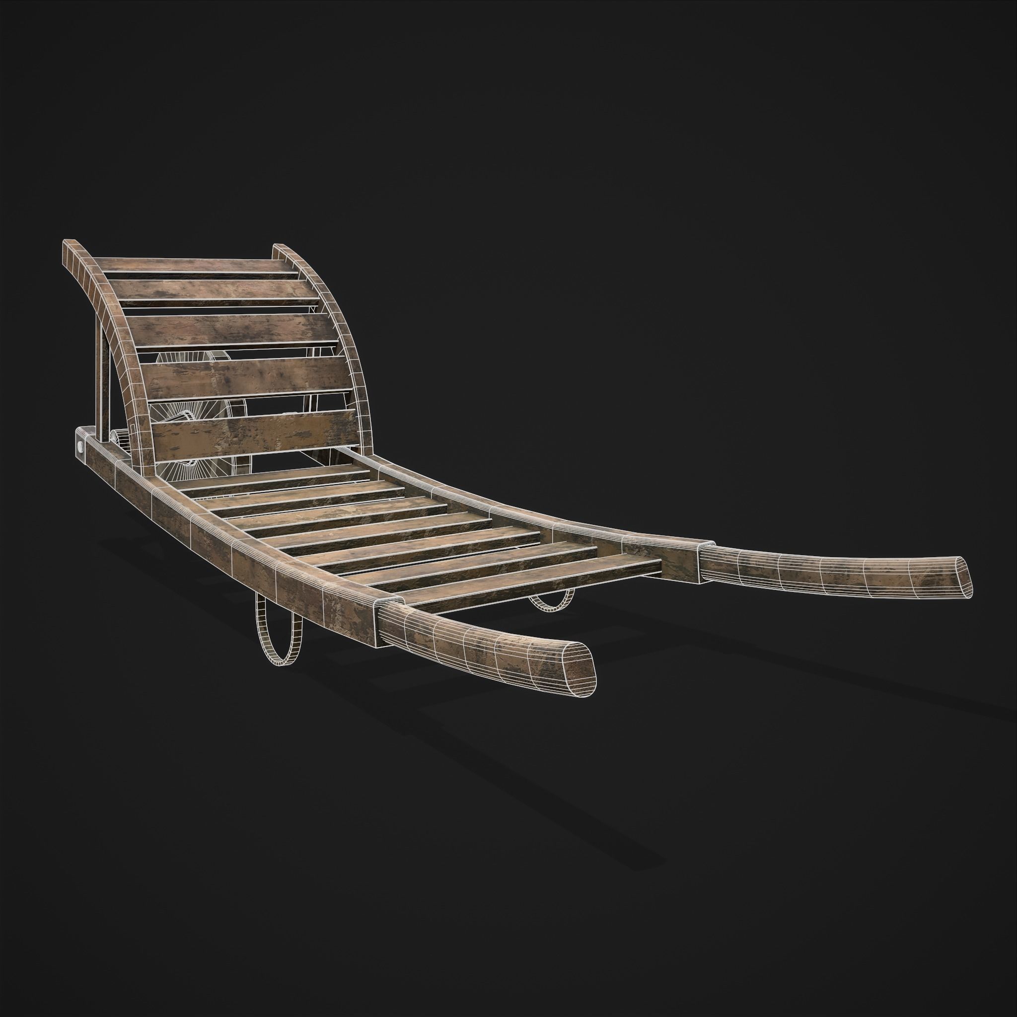 Stone Wheeled Wheelbarrow  Low-poly 3D model_4