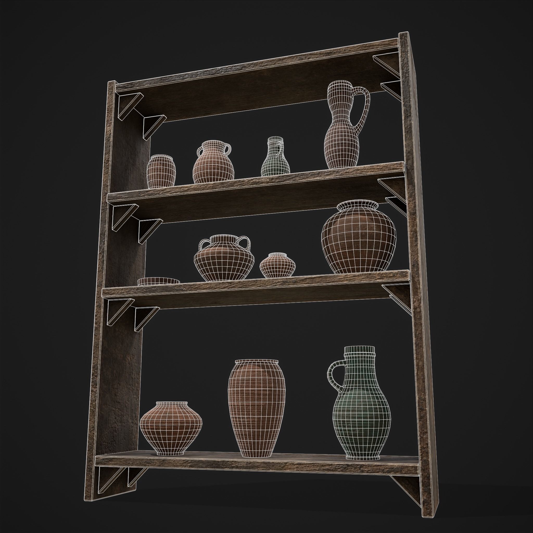 Shelf and Decor Low-poly 3D model_18