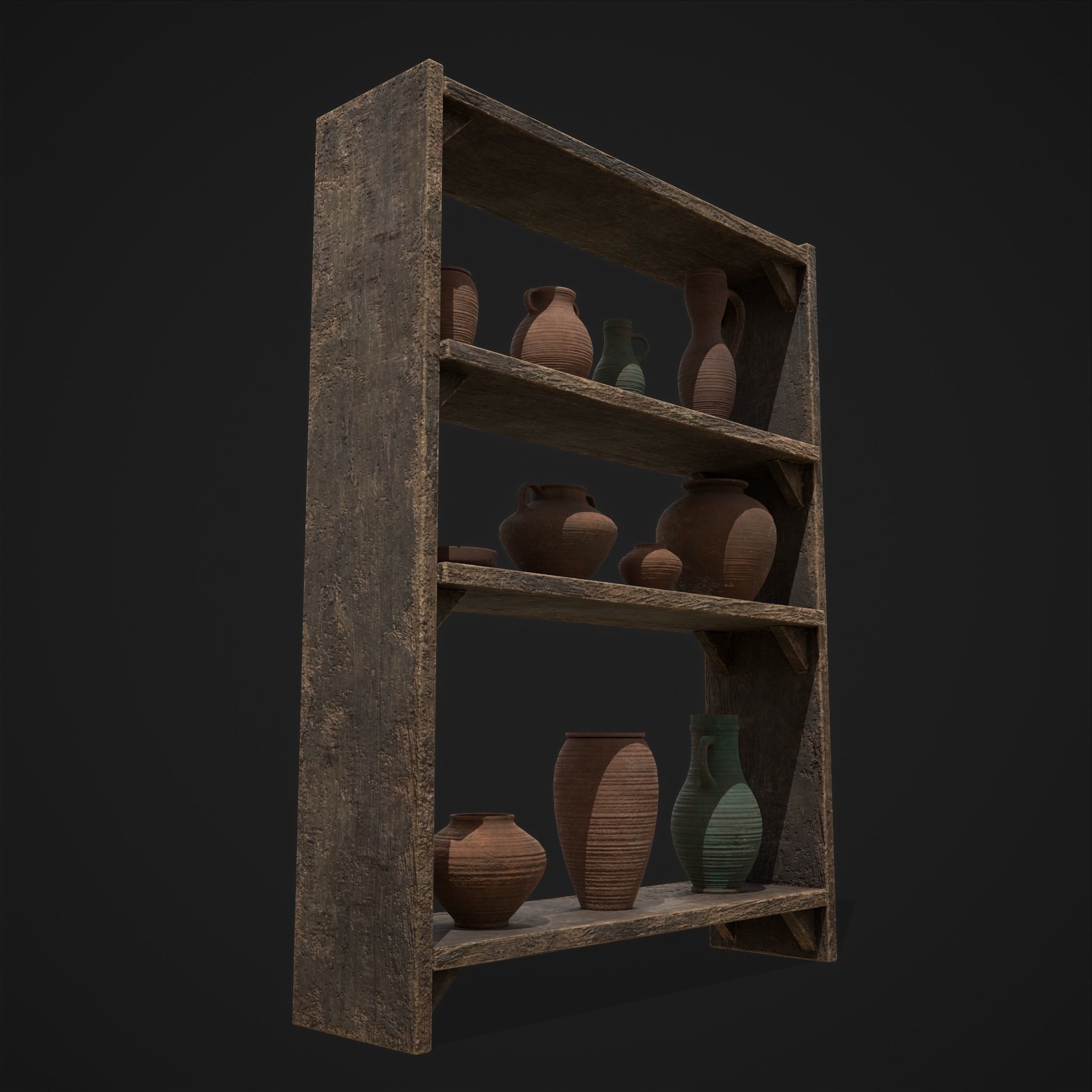 Shelf and Decor Low-poly 3D model_3