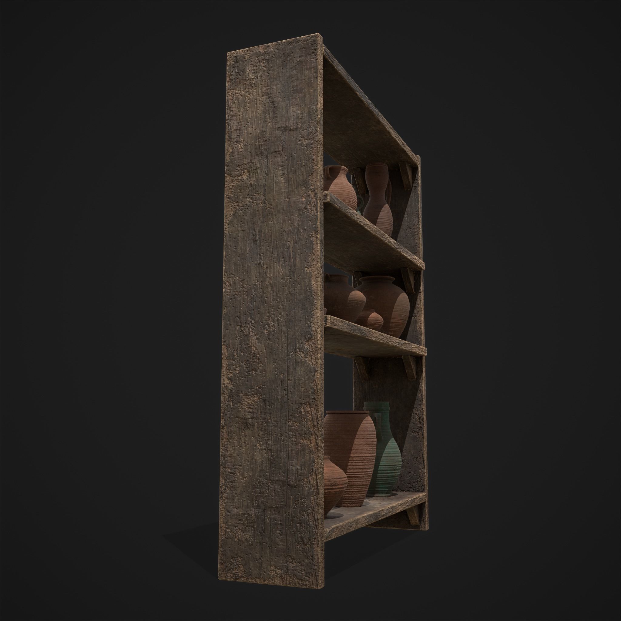 Shelf and Decor Low-poly 3D model_9