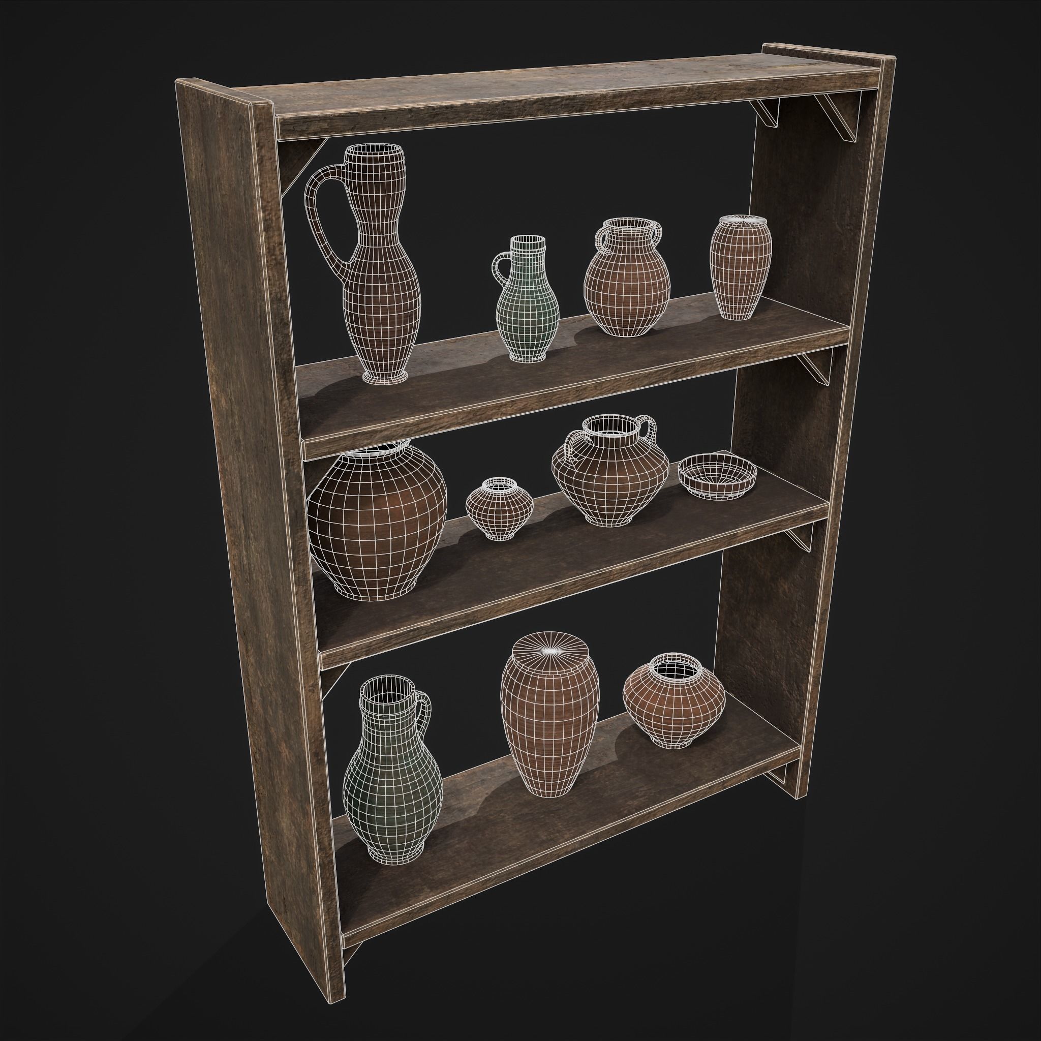 Shelf and Decor Low-poly 3D model_8