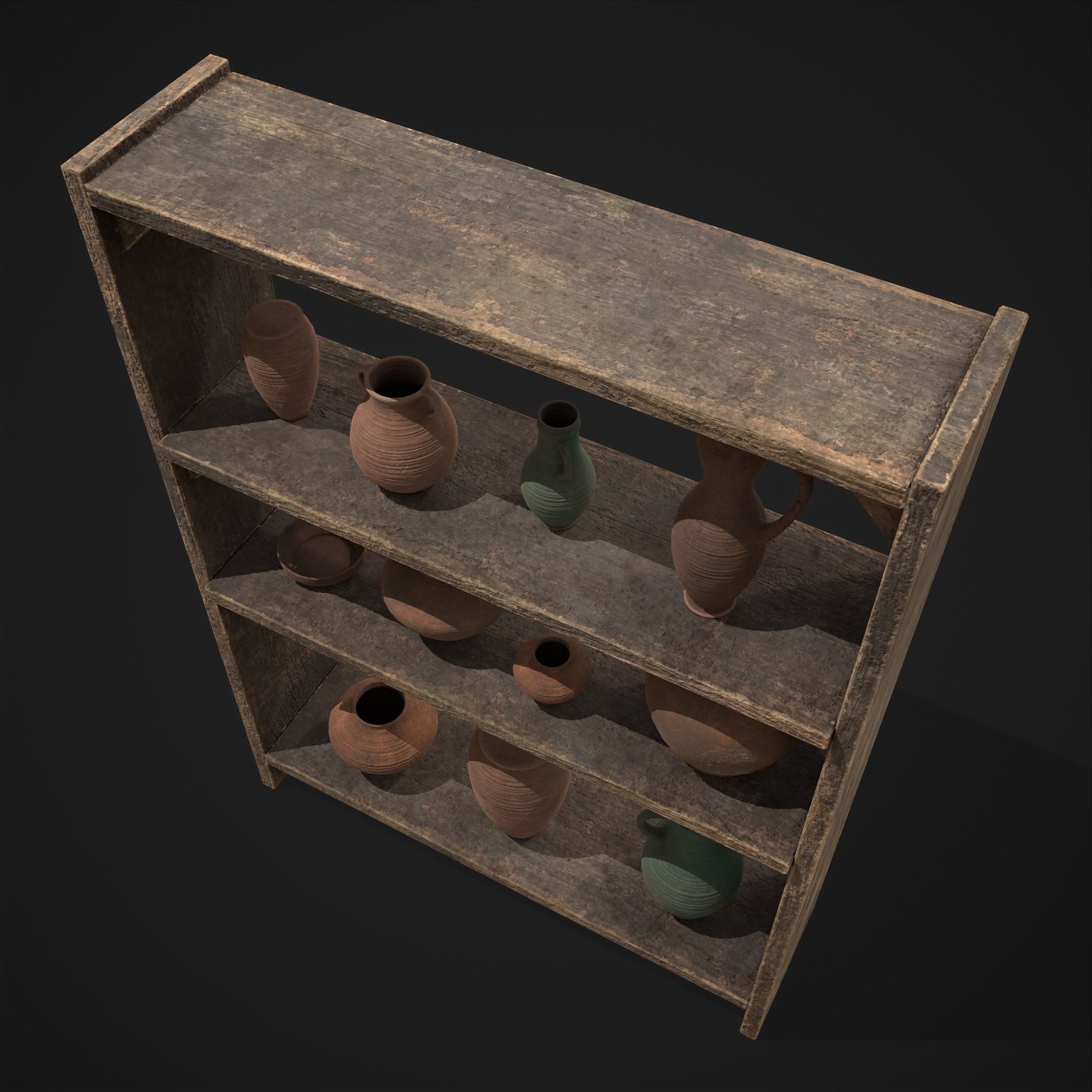 Shelf and Decor Low-poly 3D model_5