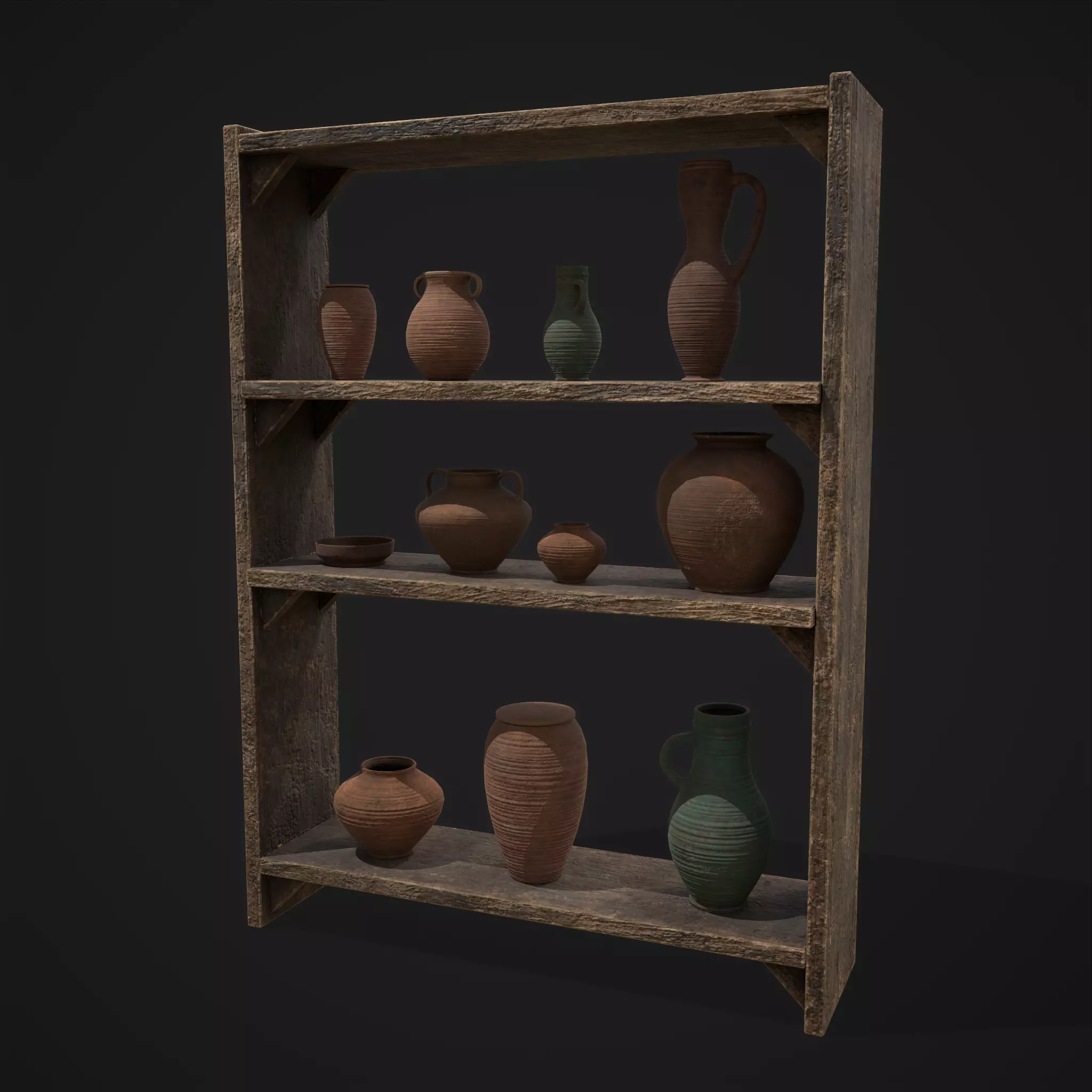 Shelf and Decor Low-poly 3D model_0