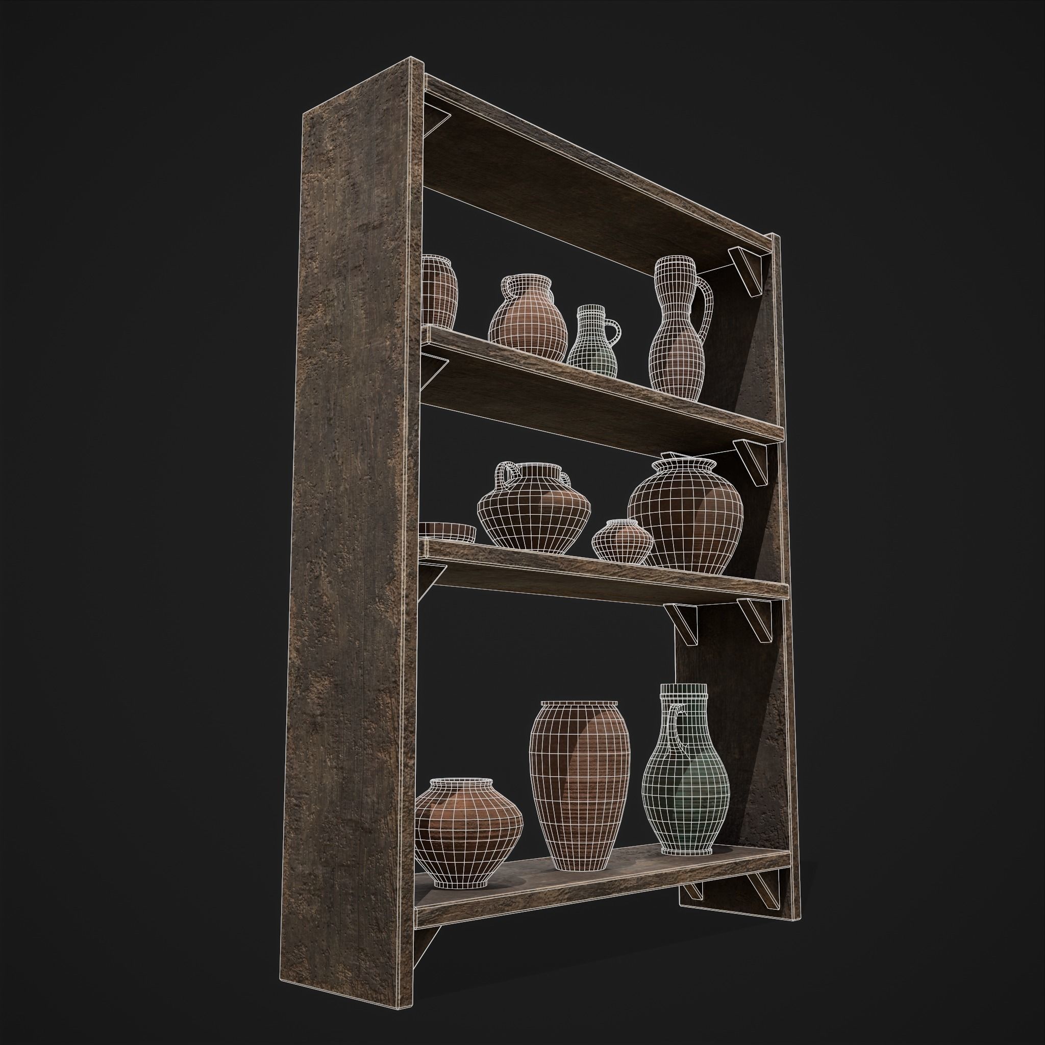 Shelf and Decor Low-poly 3D model_4