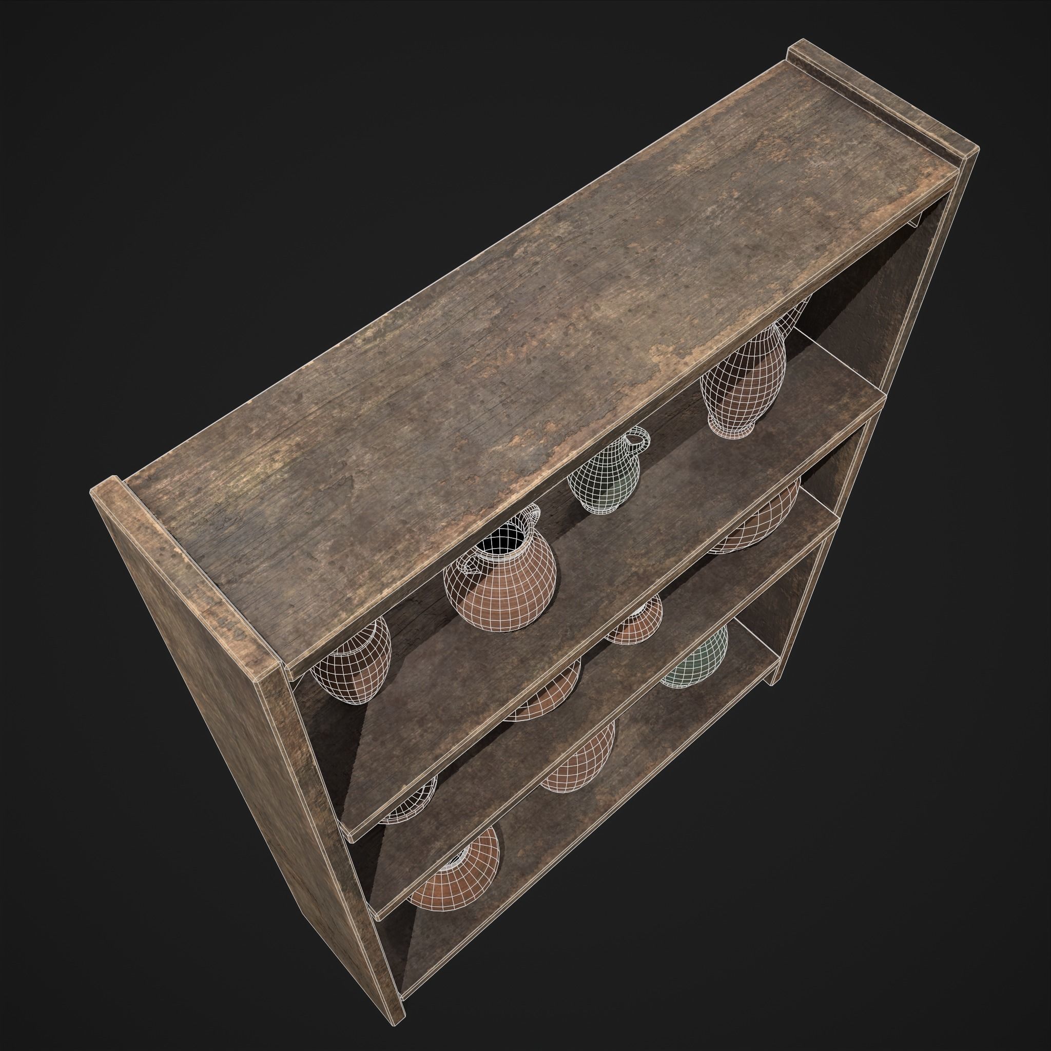 Shelf and Decor Low-poly 3D model_12