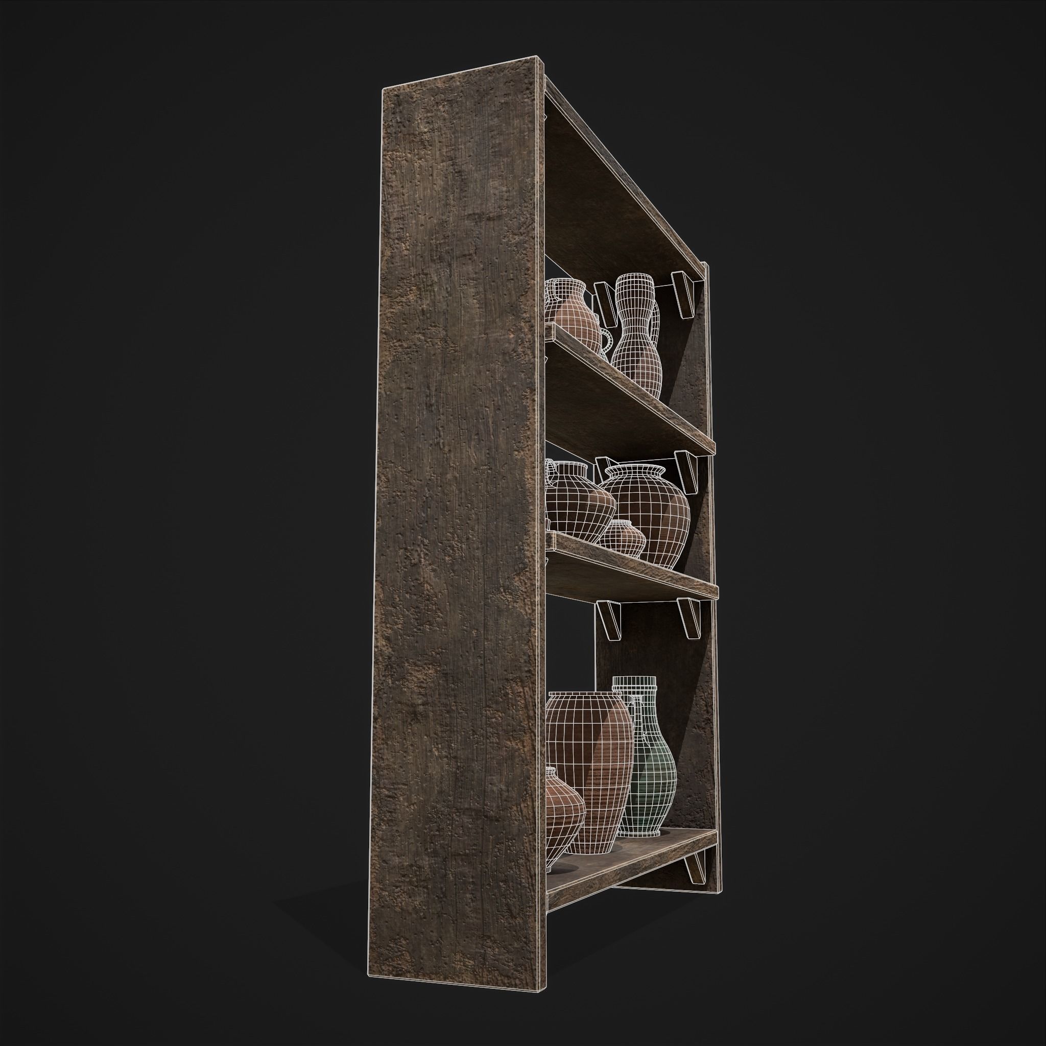 Shelf and Decor Low-poly 3D model_10