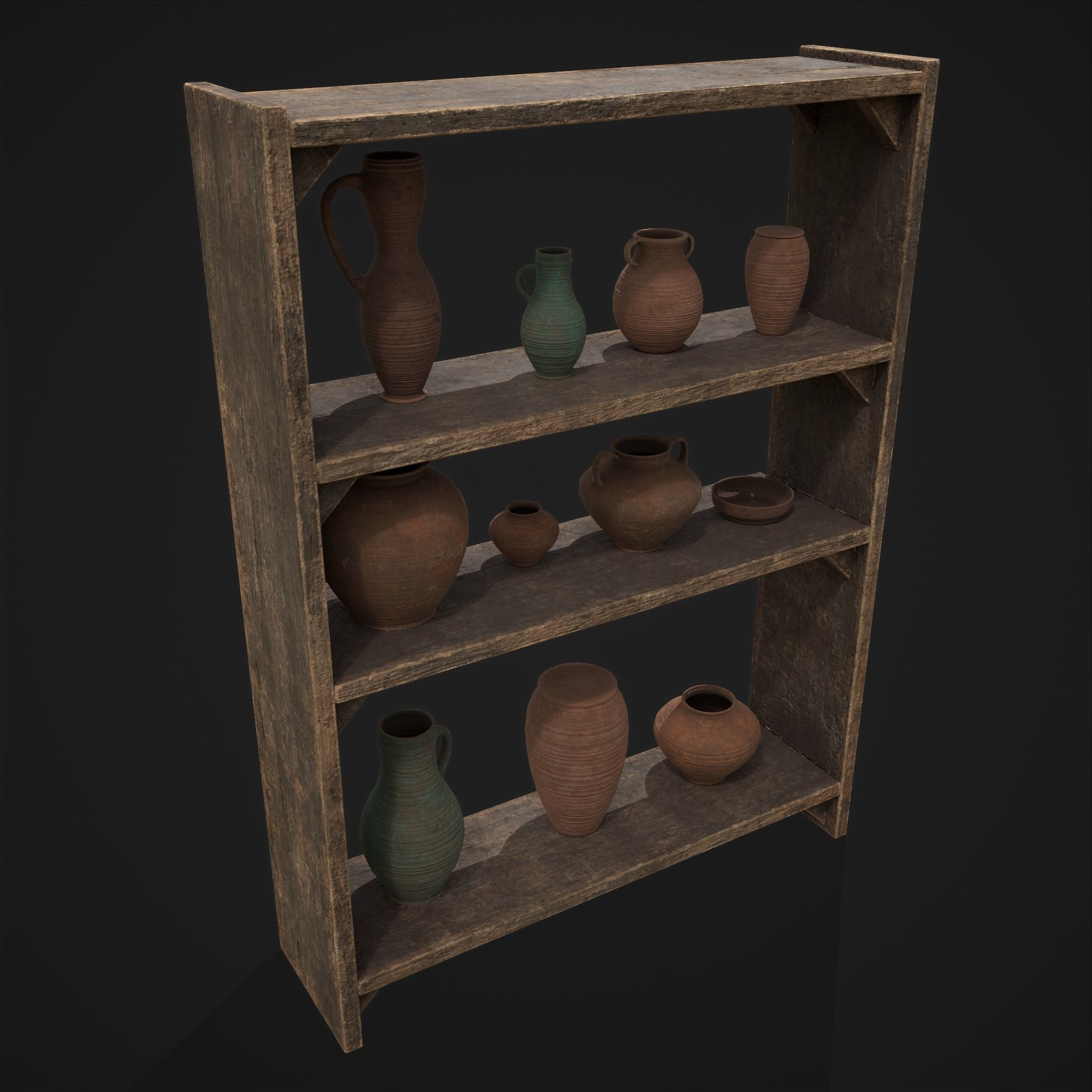 Shelf and Decor Low-poly 3D model_7