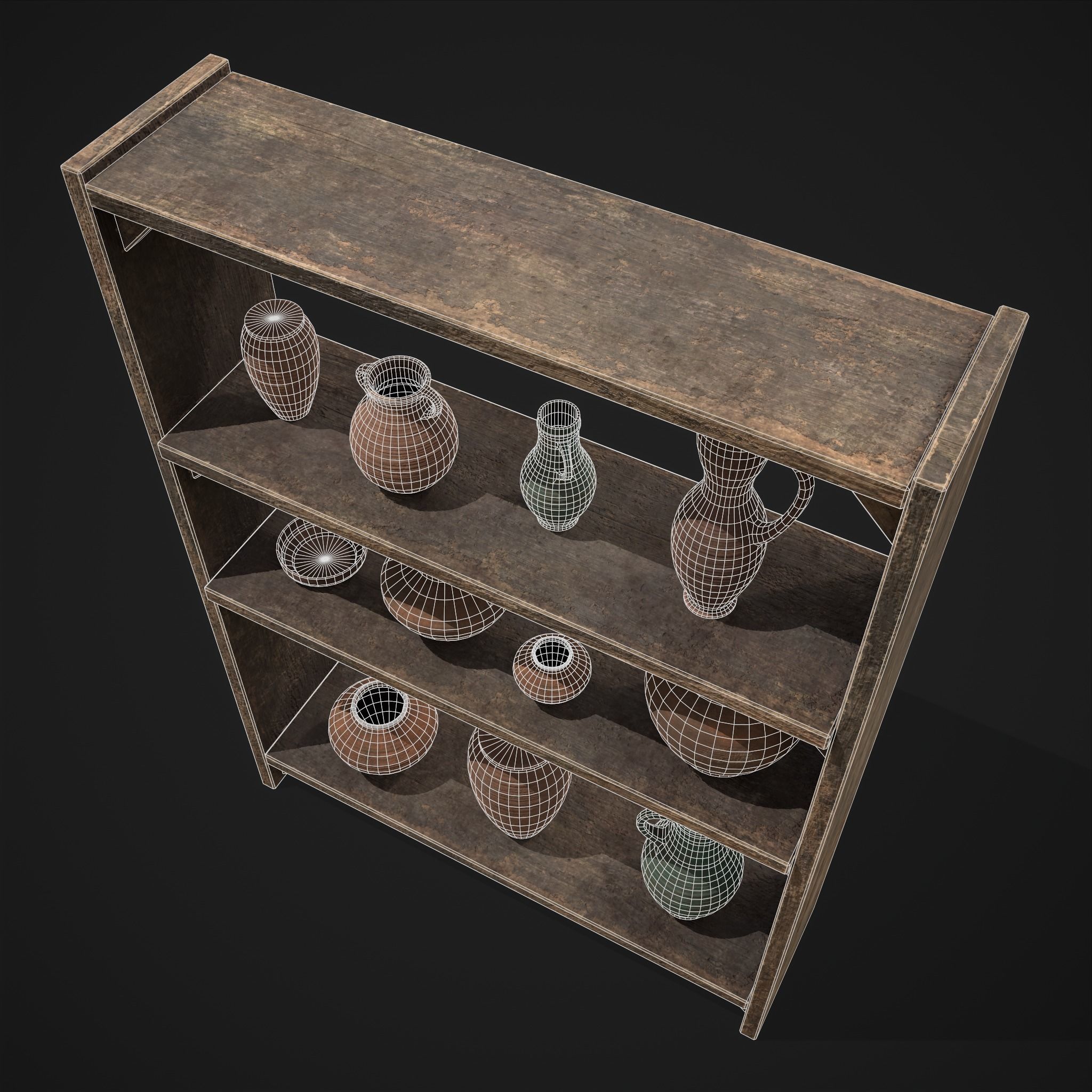 Shelf and Decor Low-poly 3D model_6