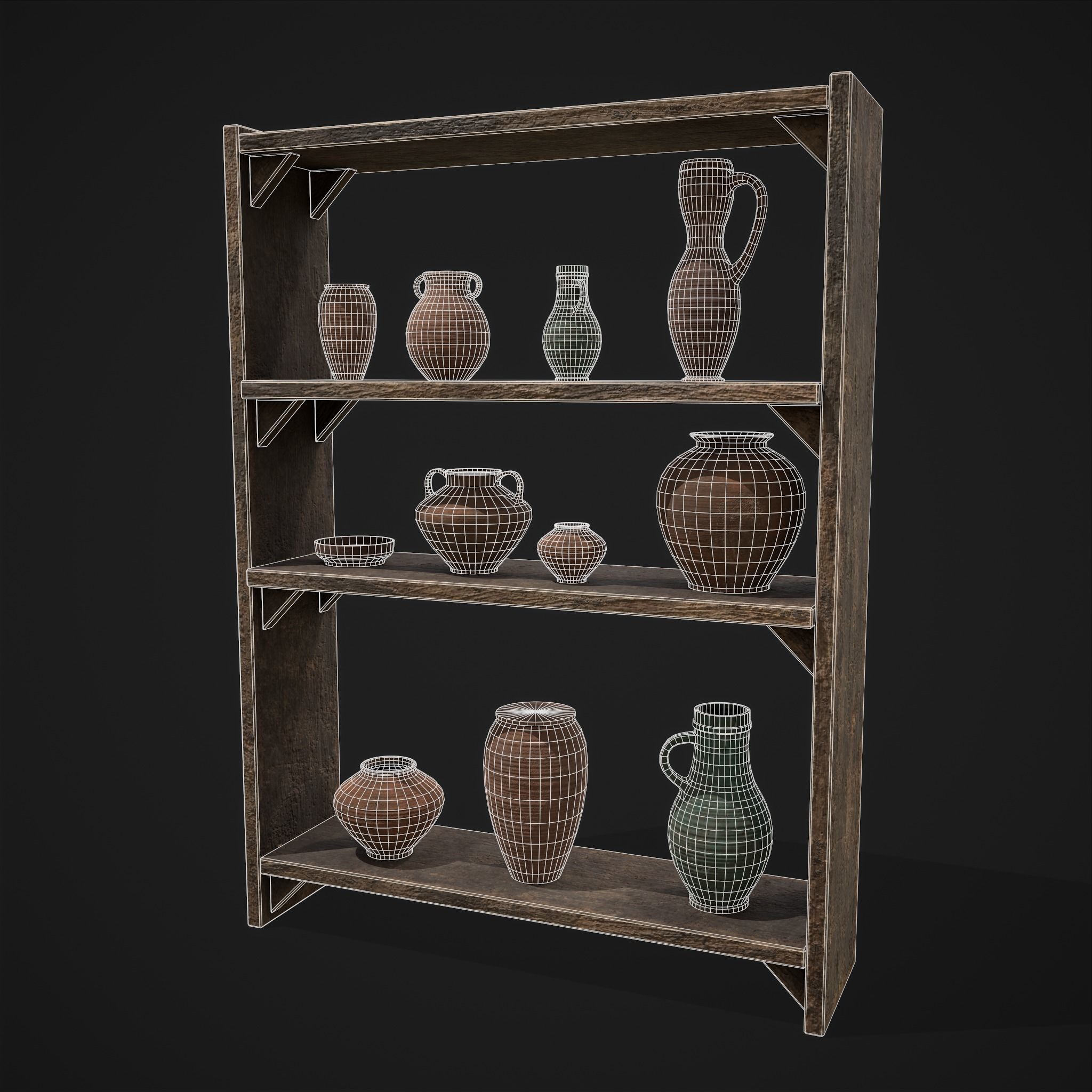Shelf and Decor Low-poly 3D model_2