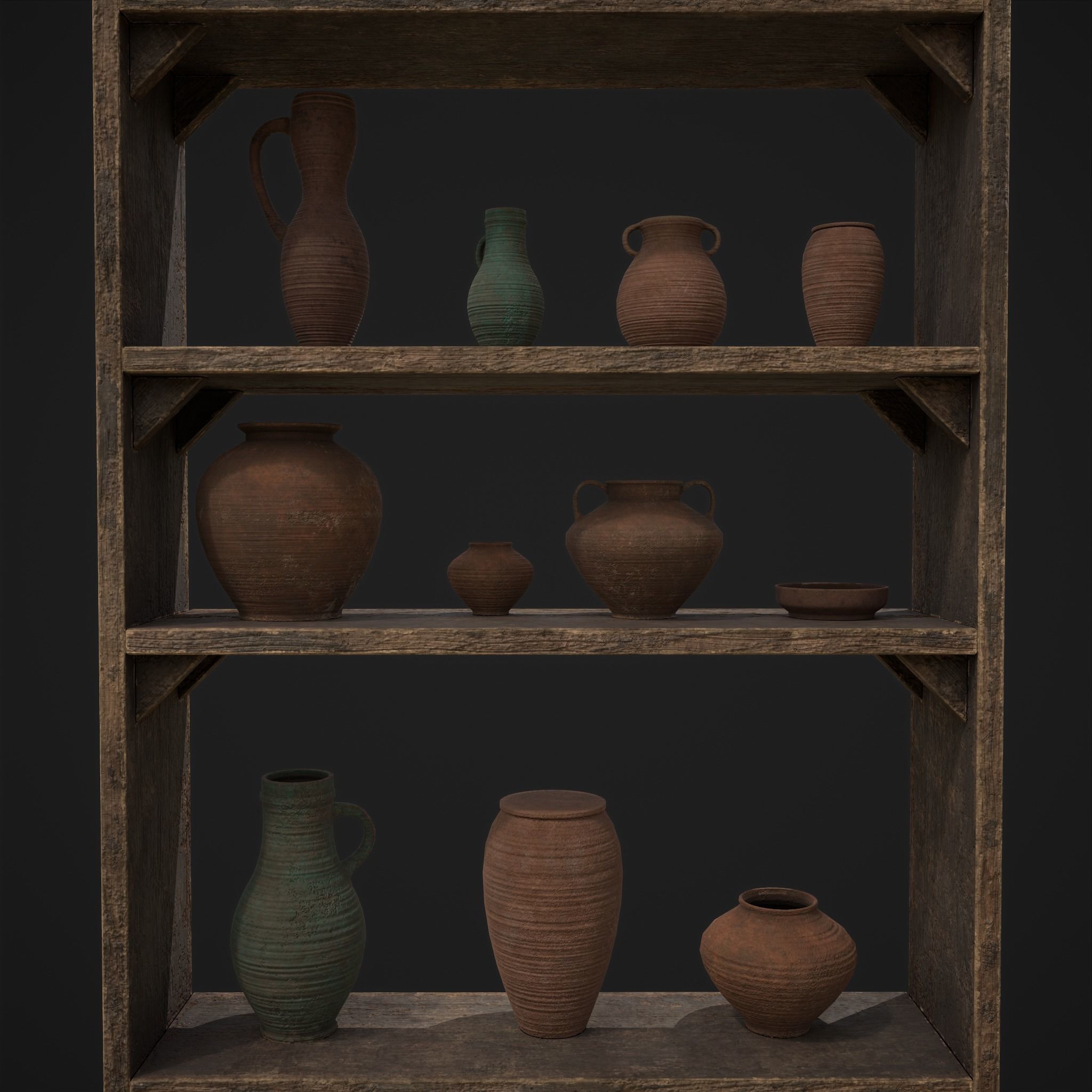 Shelf and Decor Low-poly 3D model_19