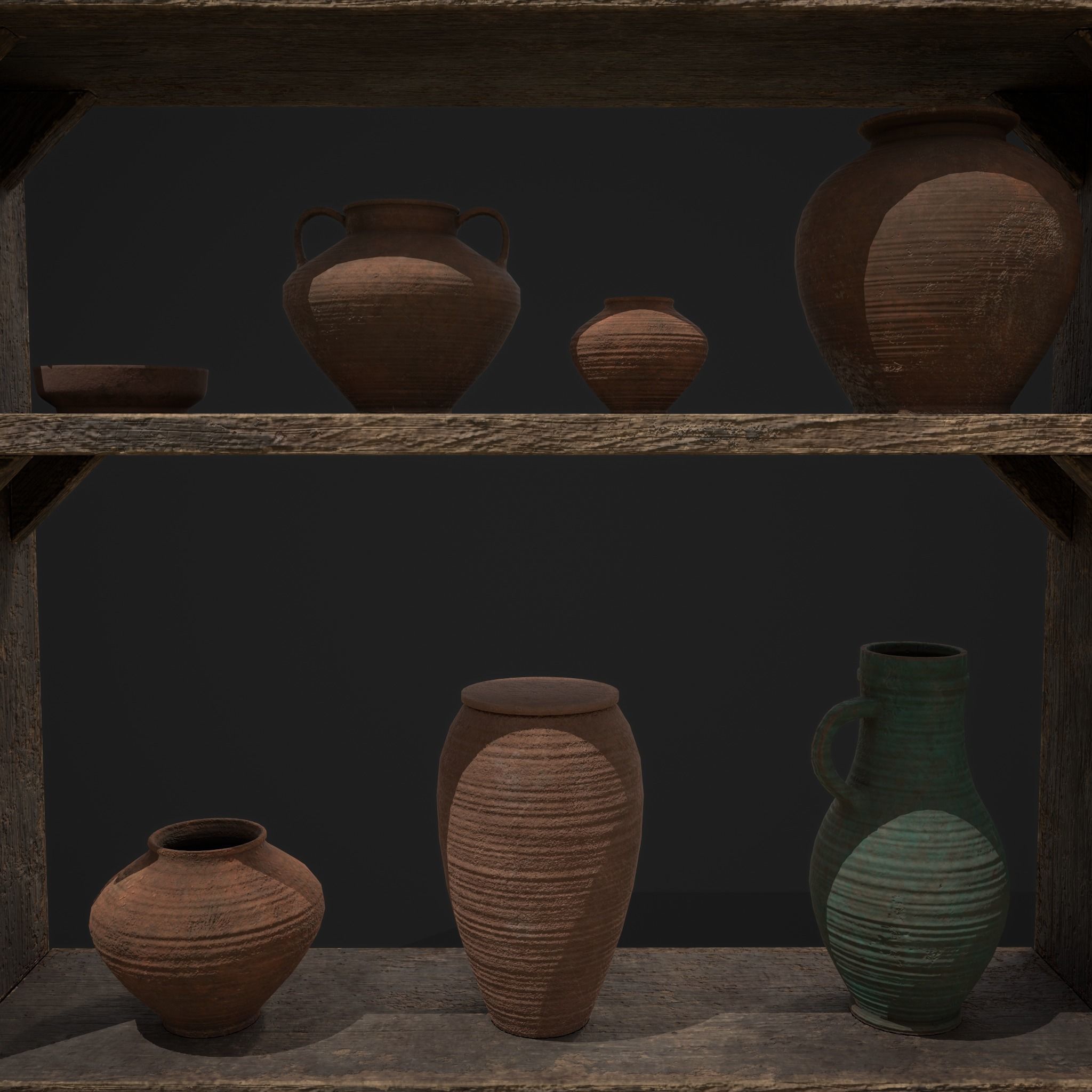 Shelf and Decor Low-poly 3D model_15