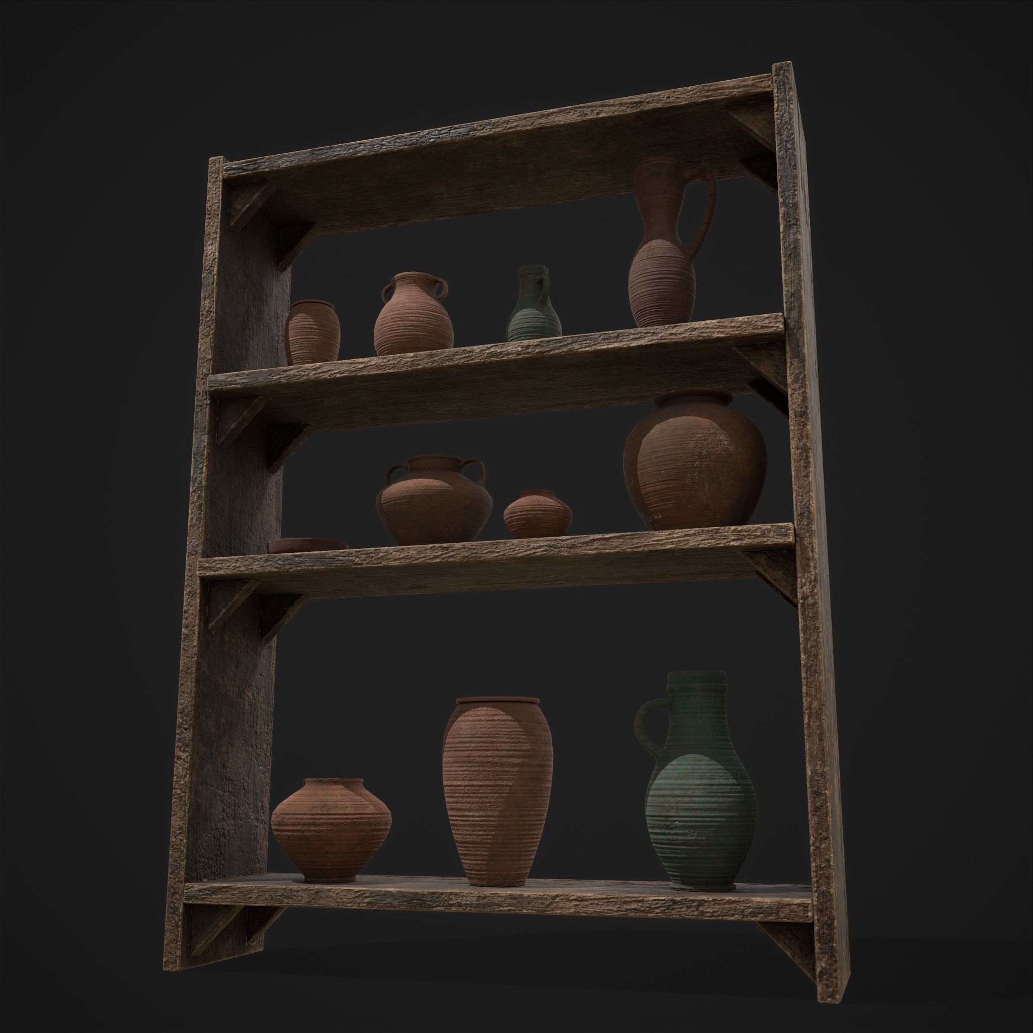 Shelf and Decor Low-poly 3D model_17