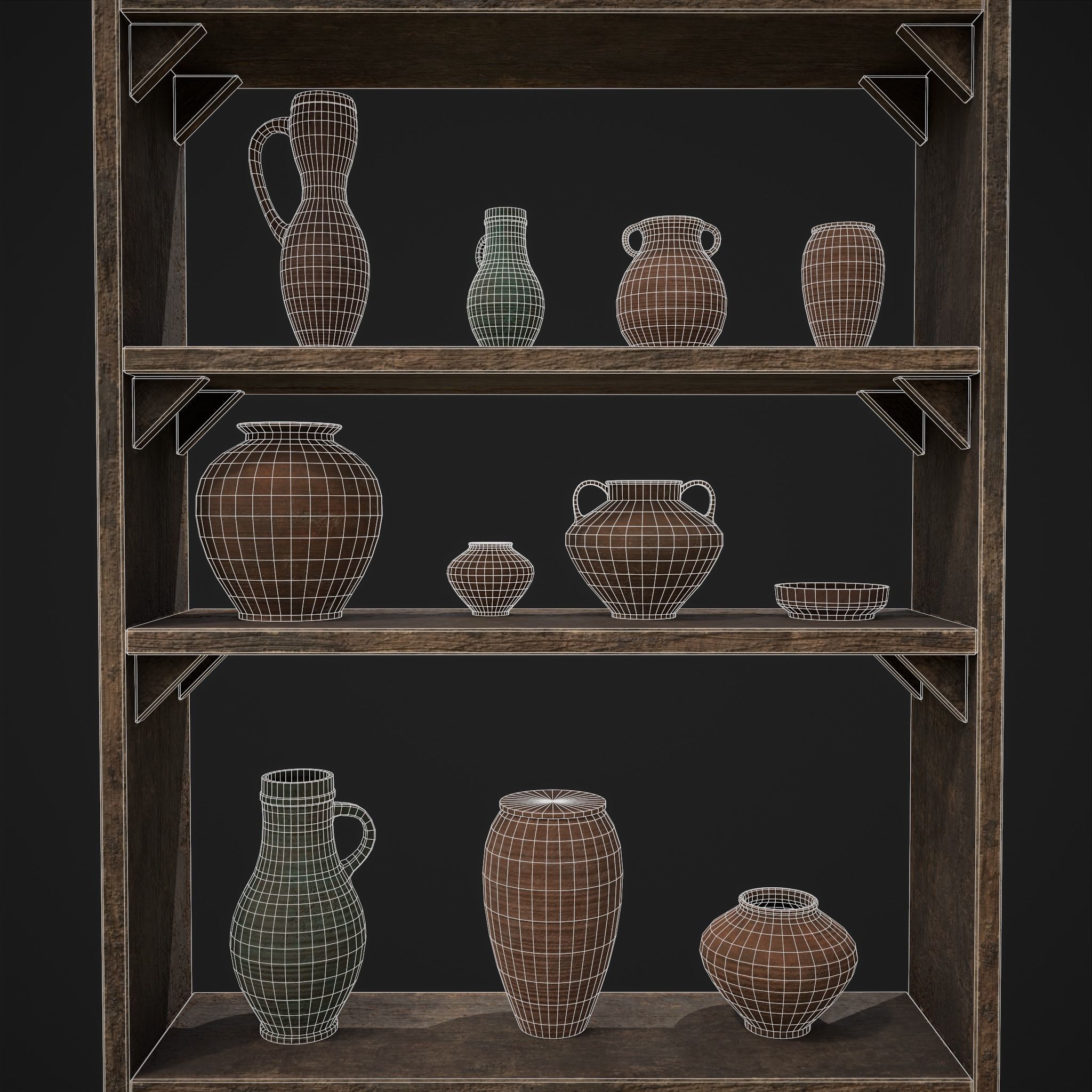 Shelf and Decor Low-poly 3D model_20