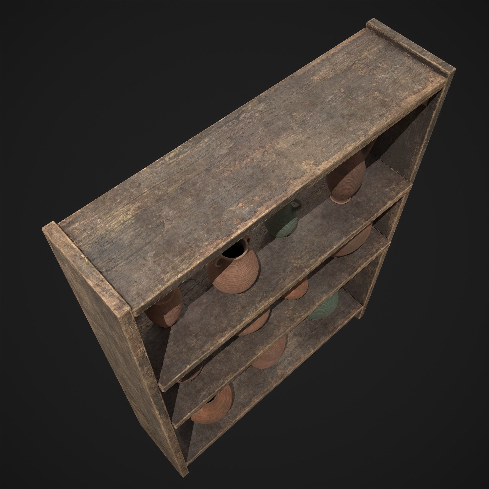 Shelf and Decor Low-poly 3D model_11