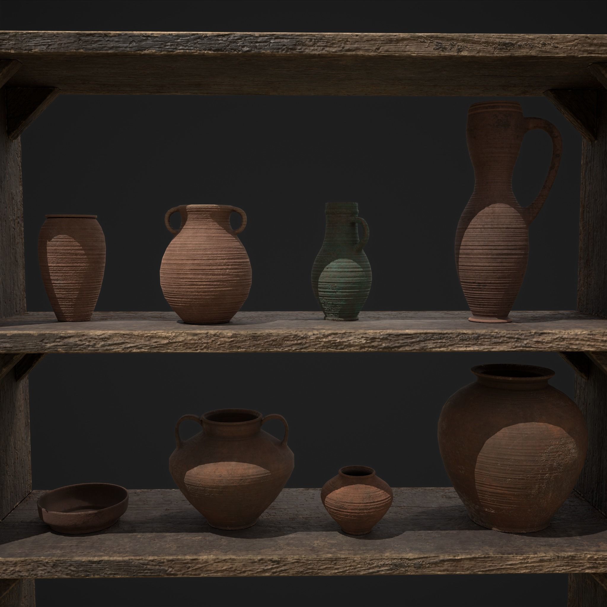 Shelf and Decor Low-poly 3D model_13