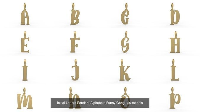 Initial Letters Pendant Alphabets Funny Gang 3D Model Collection