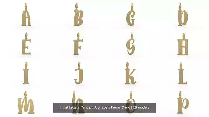 Initial Letters Pendant Alphabets Funny Gang 3D Model Collection