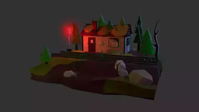 Train house with light