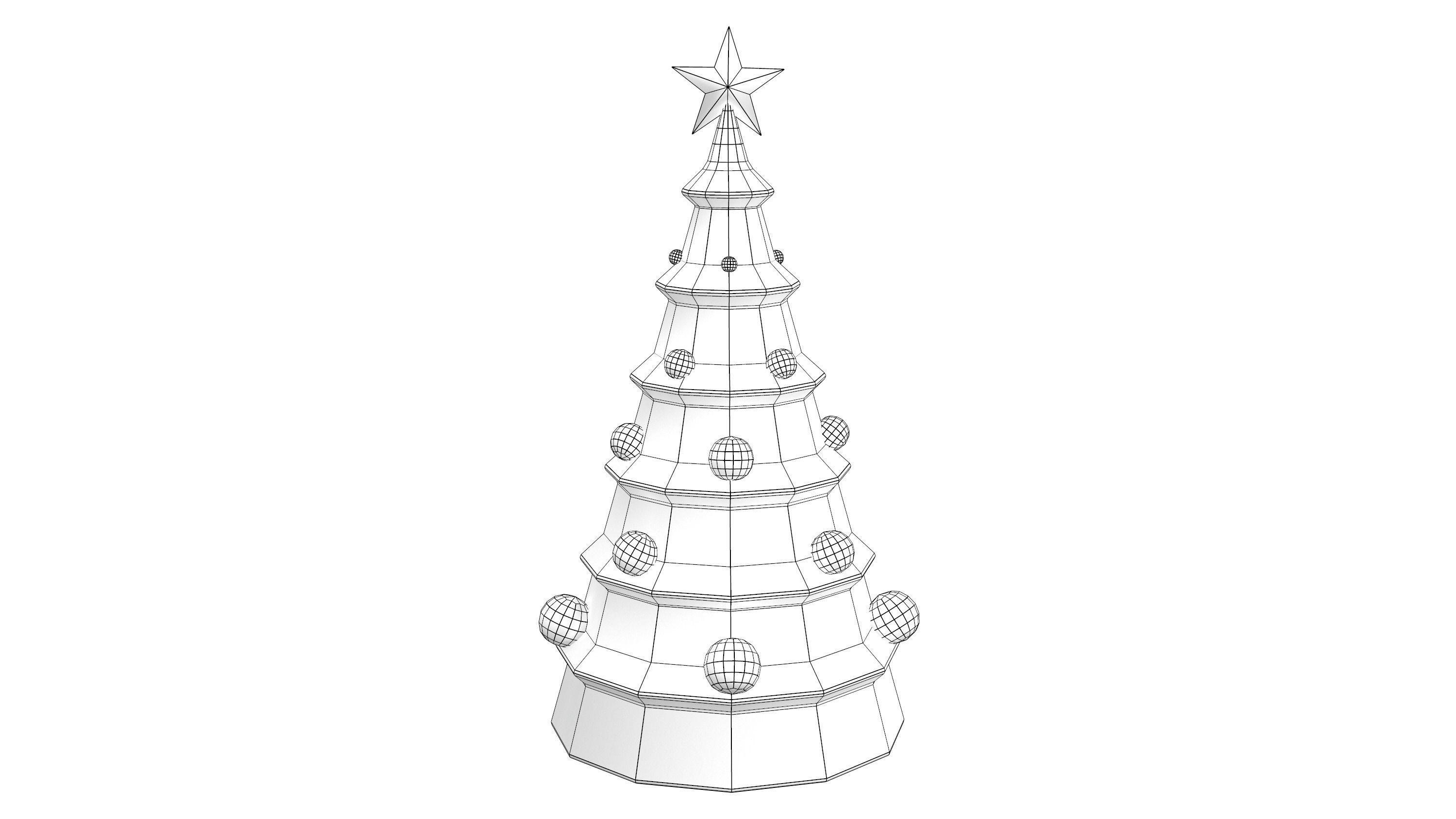 Stylized Xmas Tree v2 Low-poly 3D model_4