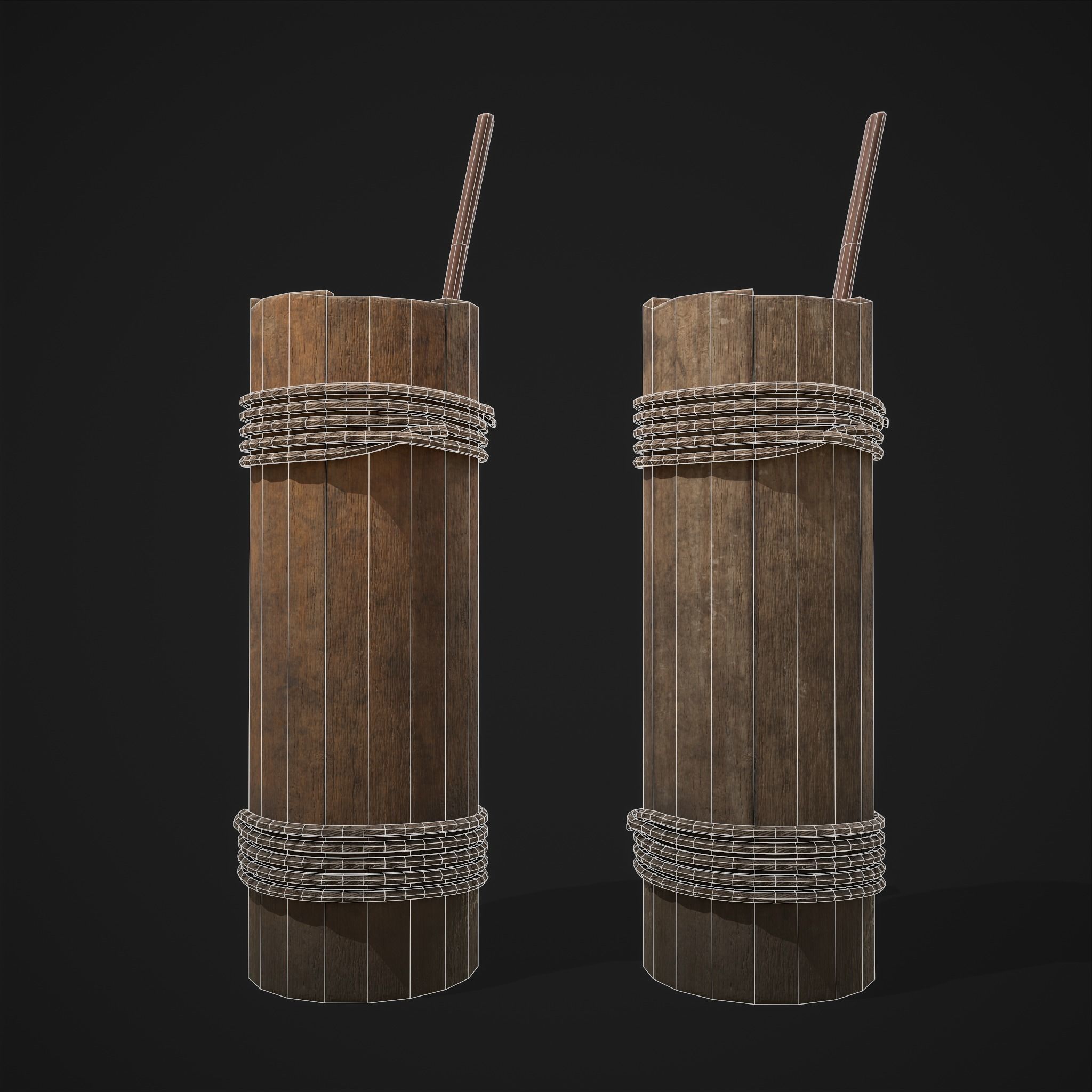 Tall Wall Water Container Low-poly 3D model_2