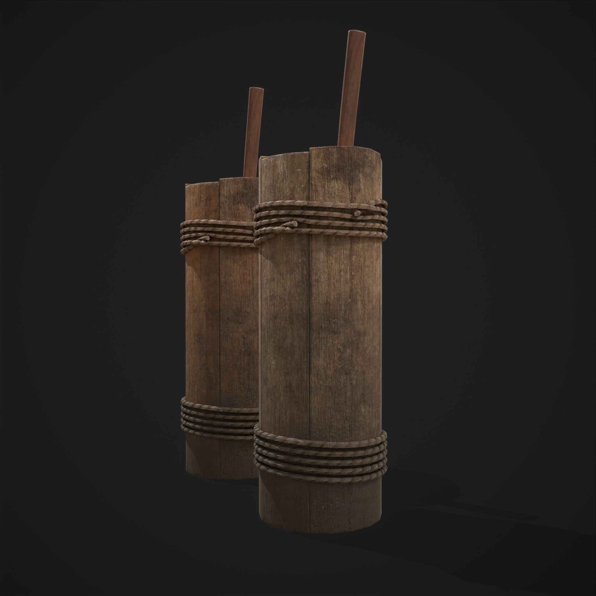 Tall Wall Water Container Low-poly 3D model_3